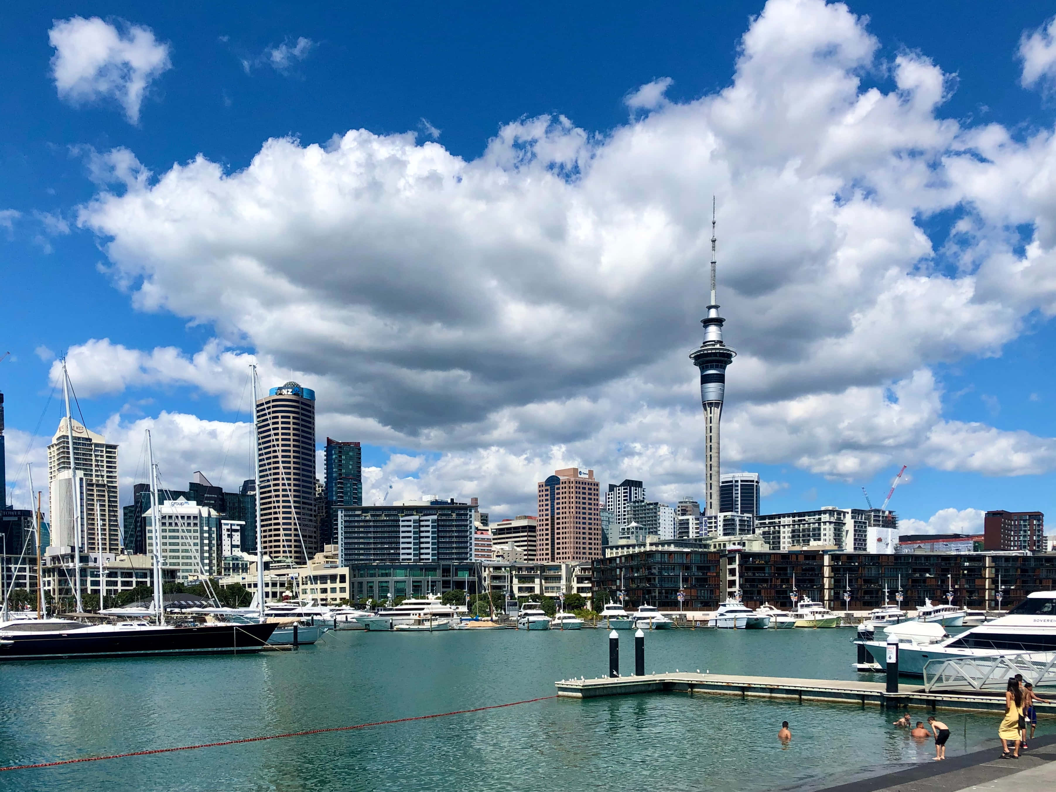 Auckland, skyline, marina, 2K Desktop Wallpaper