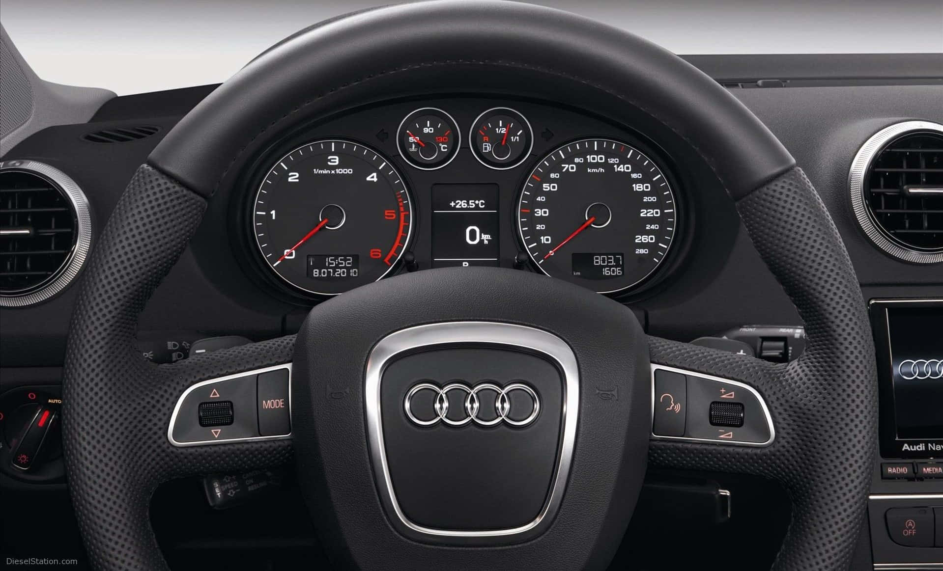 Audi A3, black, steering wheel, HD Desktop Wallpaper