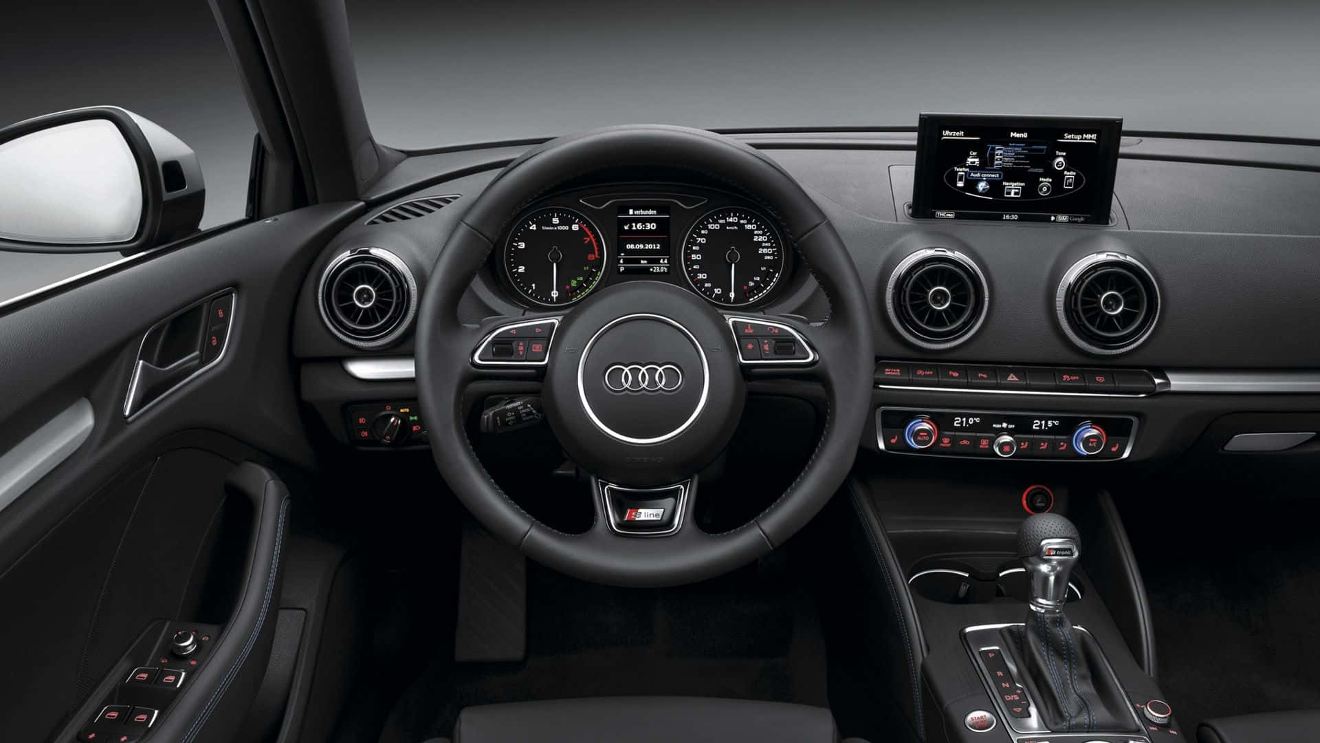 Audi A3, black, interior, Full HD Desktop Wallpaper