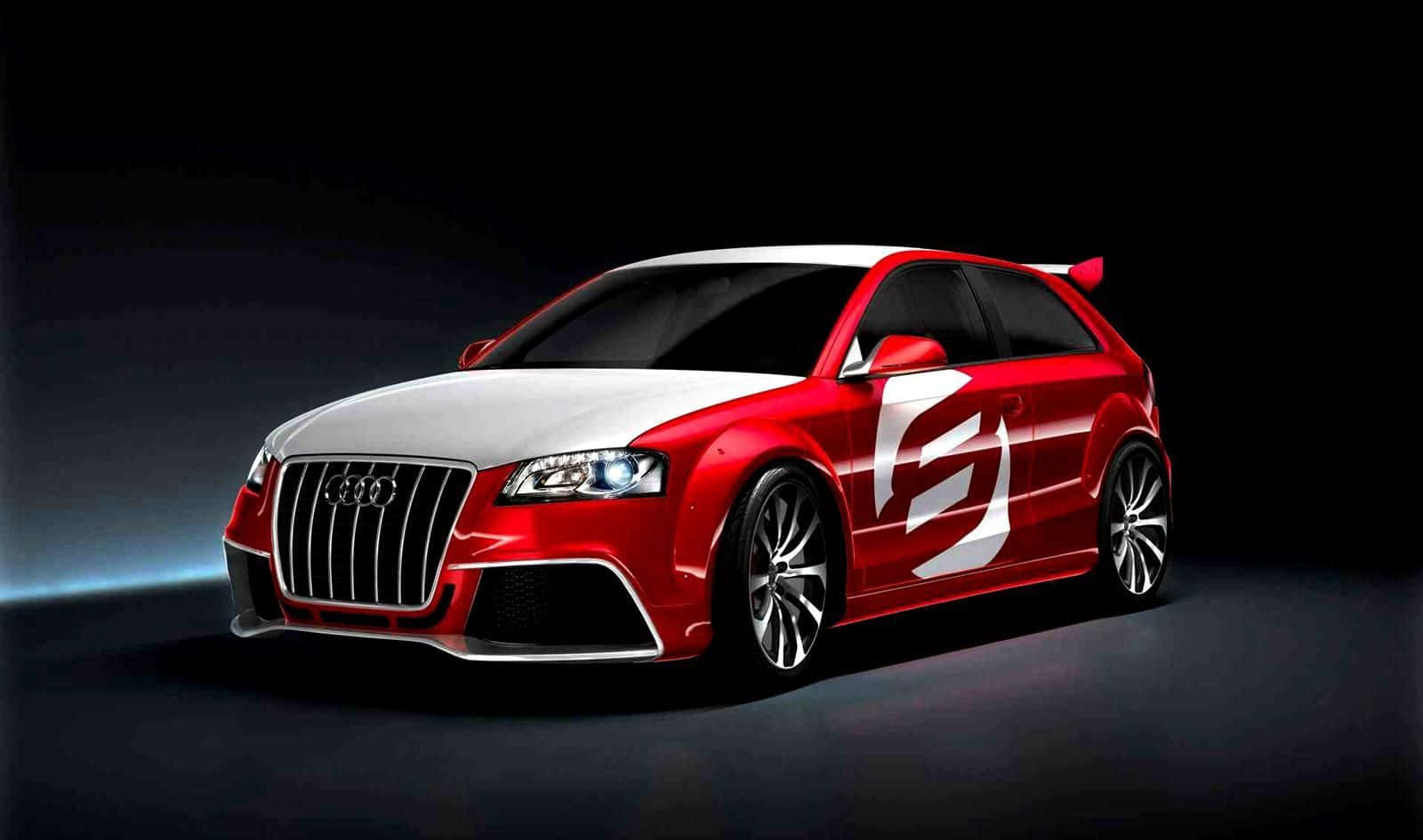 Audi A3, red and white, bold decals, HD Desktop Wallpaper
