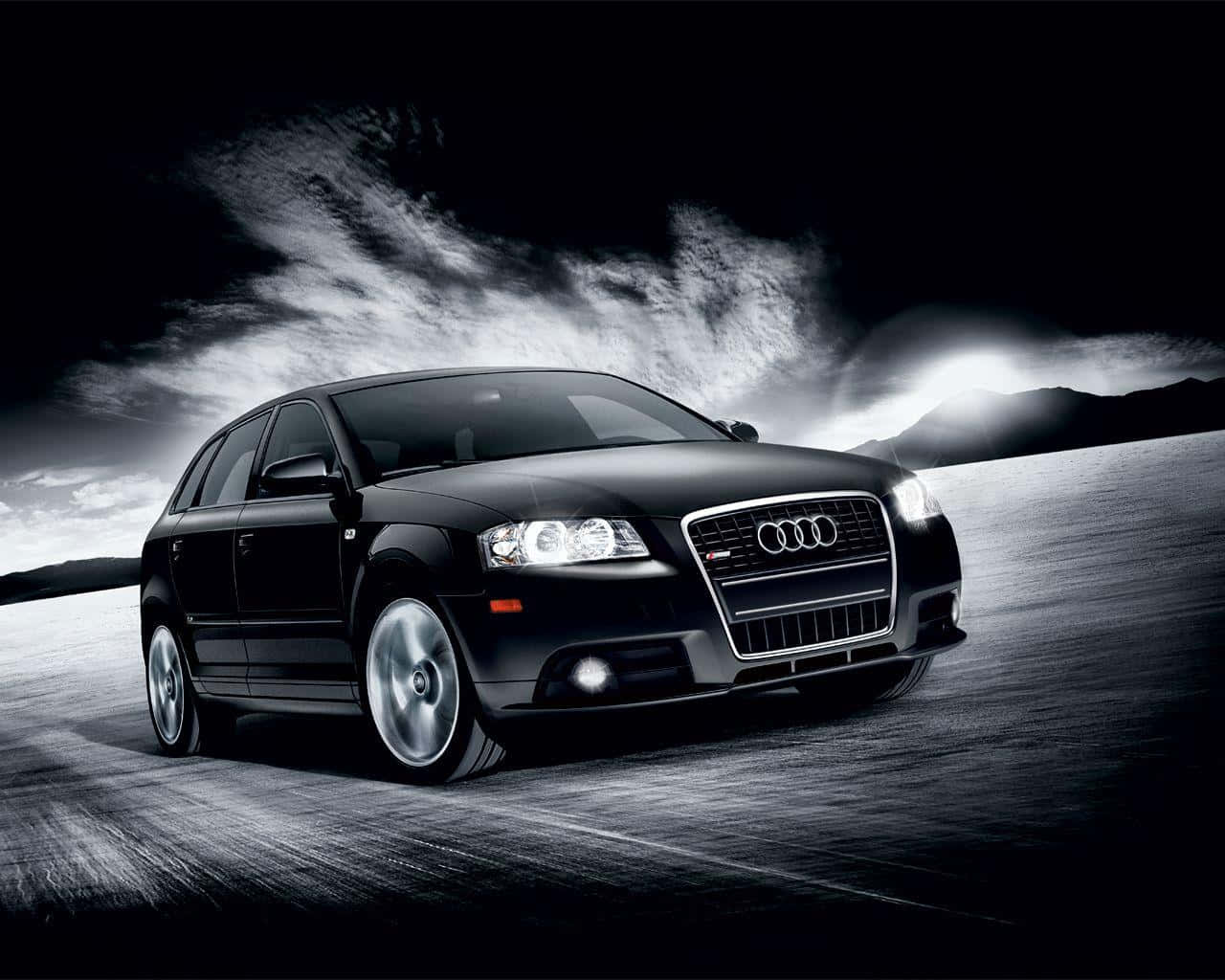 Audi A3, black, desert road, HD Desktop Wallpaper