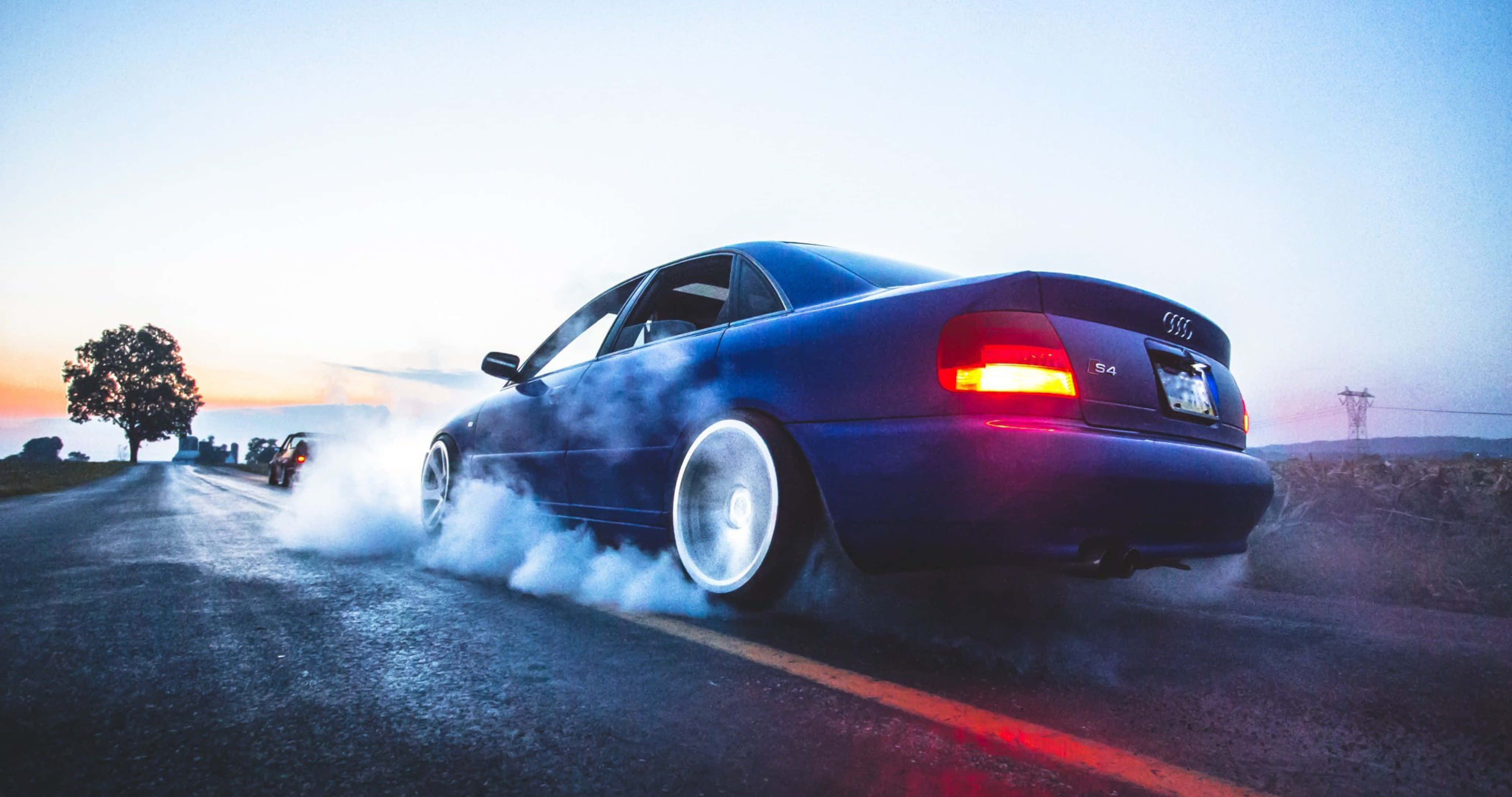 Audi A4, blue, drift, 4K Desktop Wallpaper
