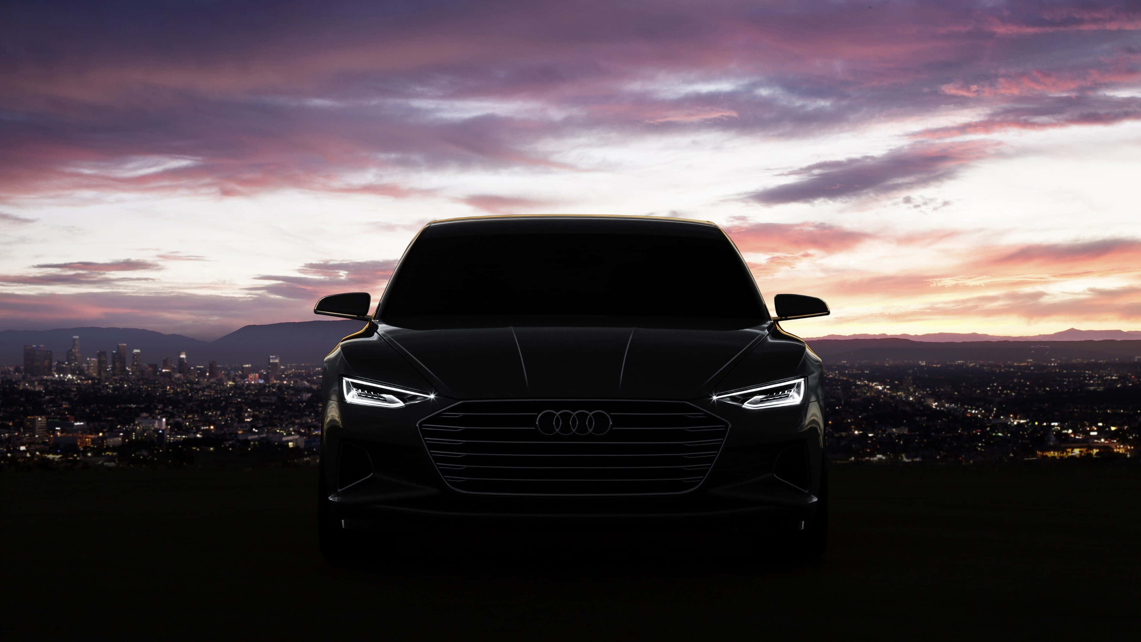 Audi A4, black, vibrant purple and orange sunset, 4K Desktop Wallpaper