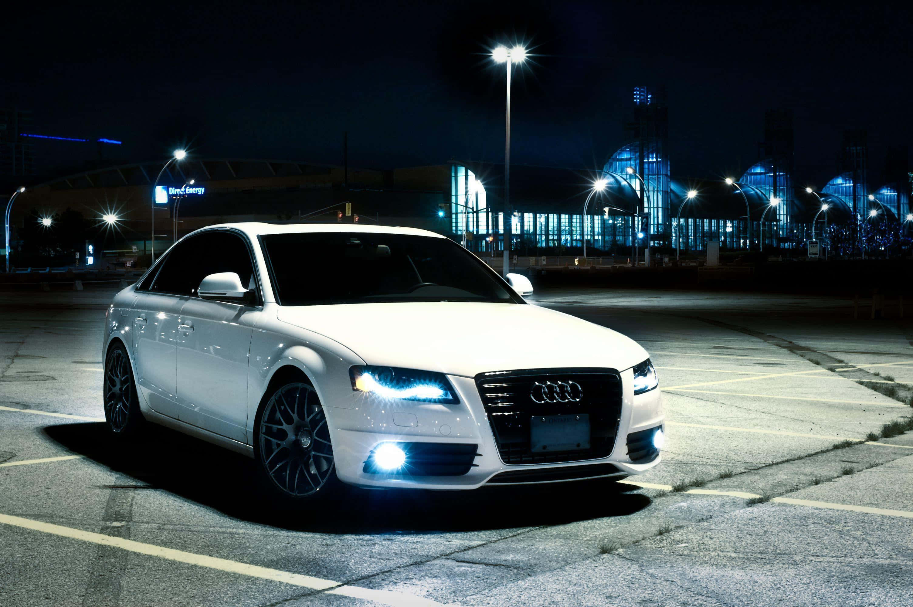 Audi A4, white, night, 2K Desktop Wallpaper