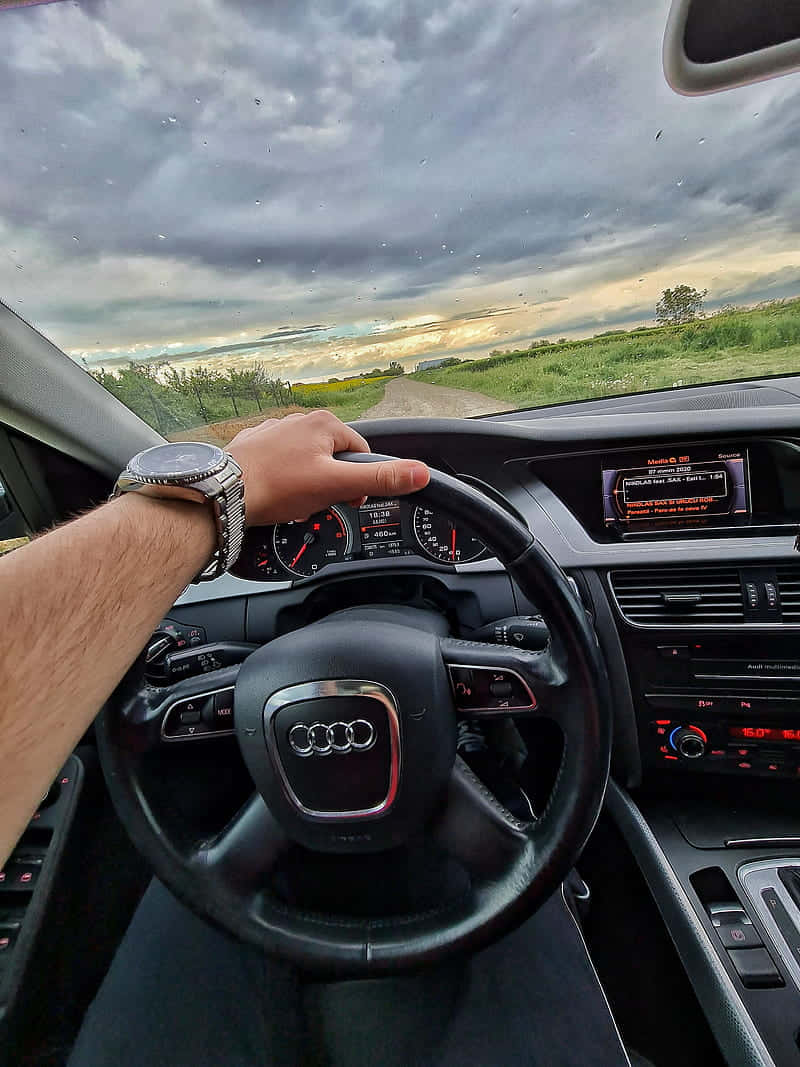 Audi A4, driver seat, steering wheel, SD Phone Wallpaper