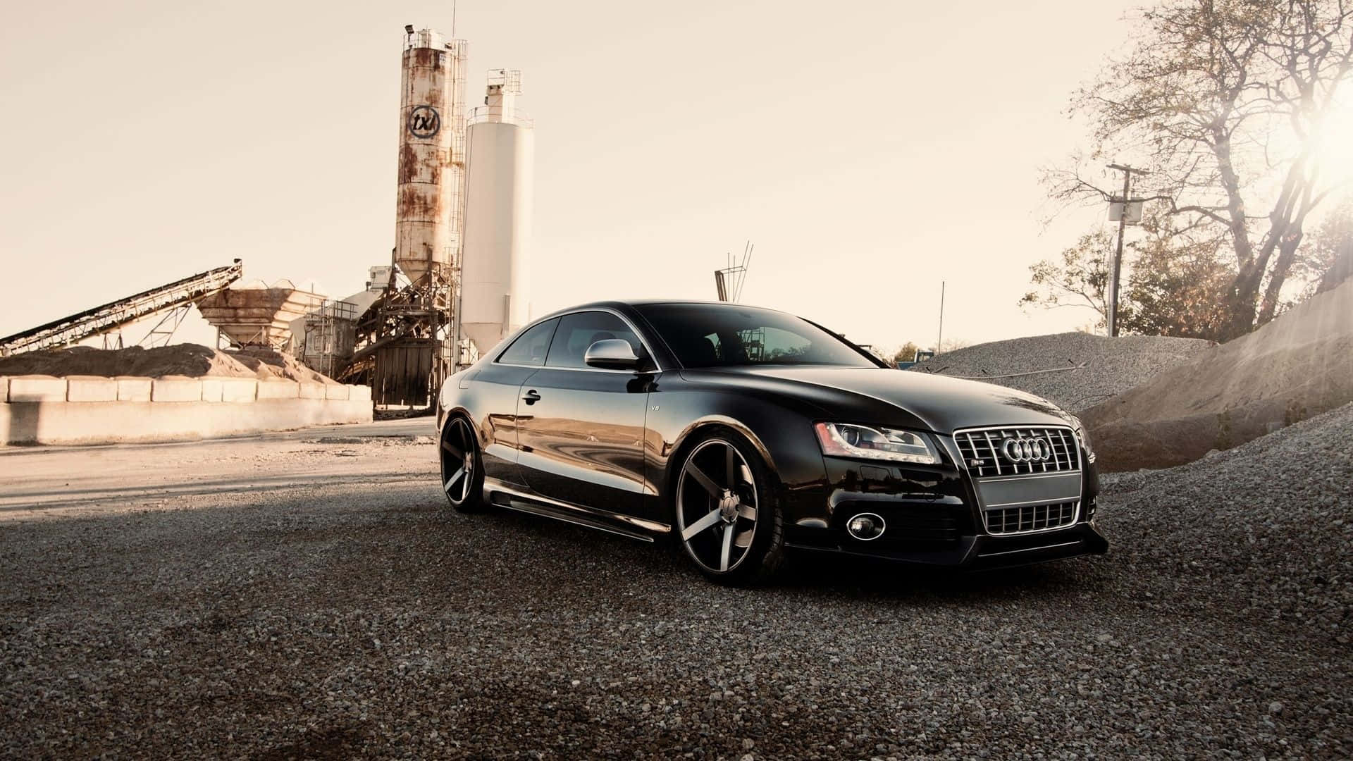Audi A4, black, golden hour, Full HD Desktop Wallpaper