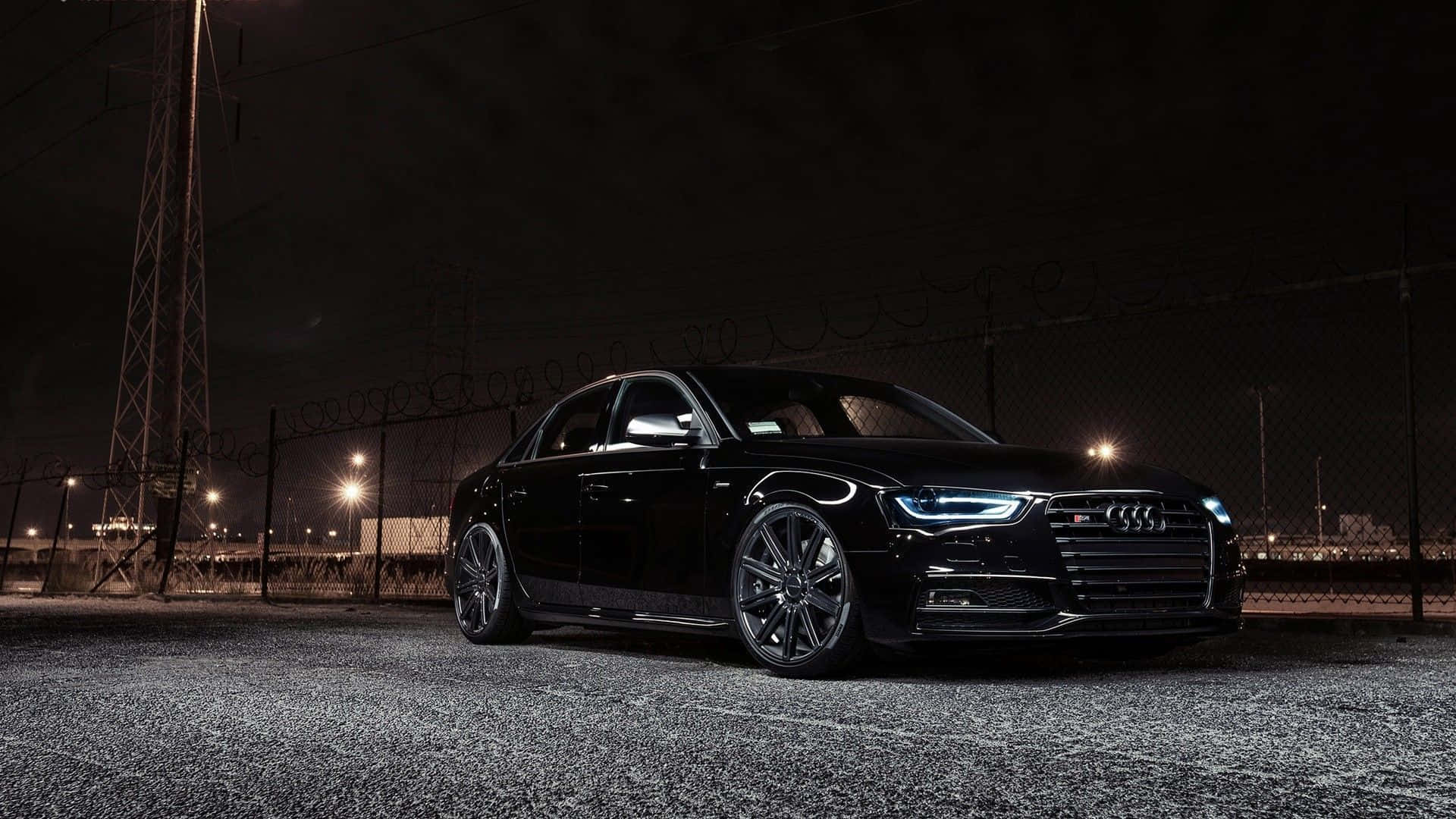 Audi A4, black, night lights, Full HD Desktop Wallpaper