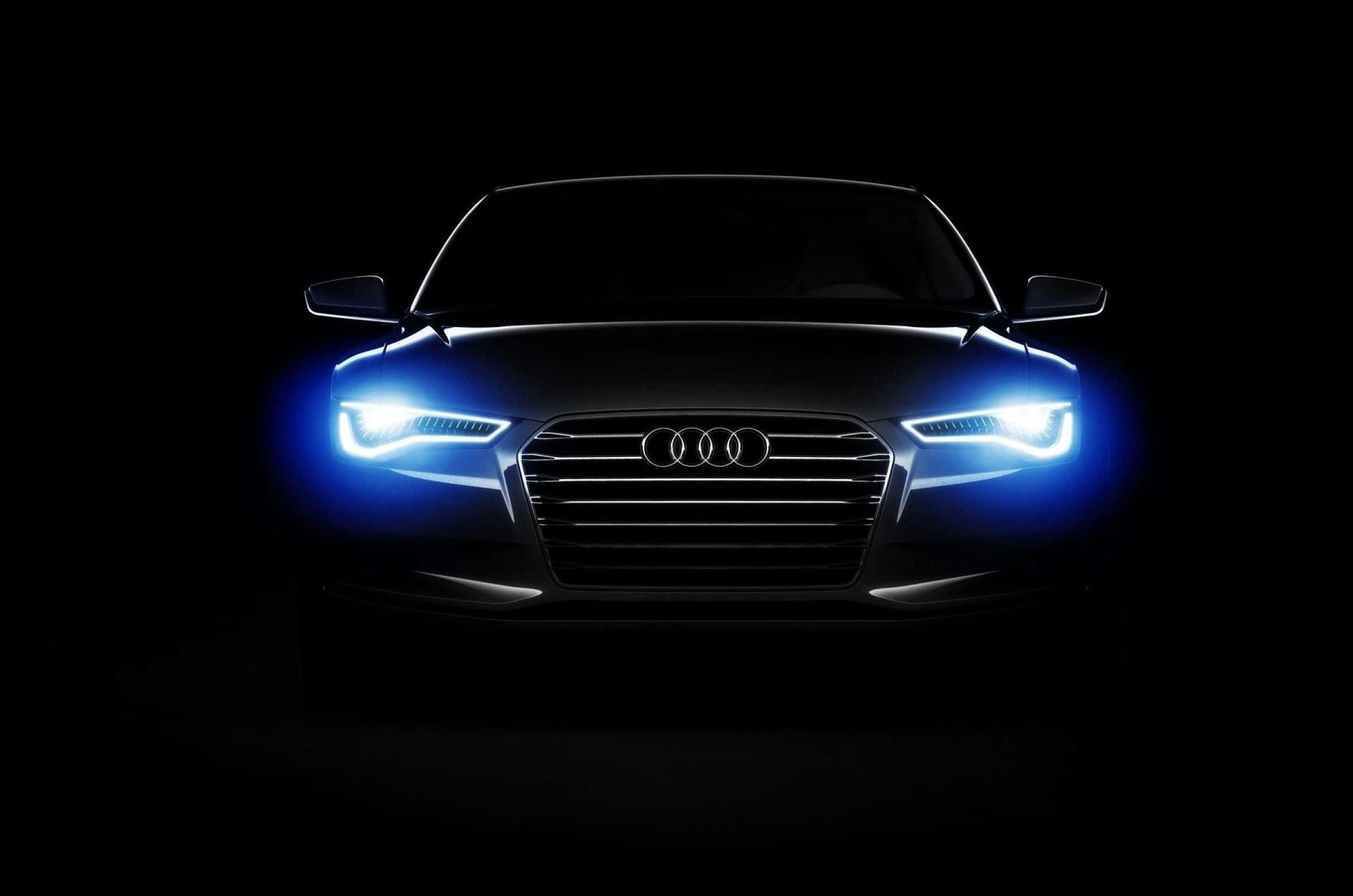 Audi A6, glowing blue headlights, front view, Full HD Desktop Wallpaper