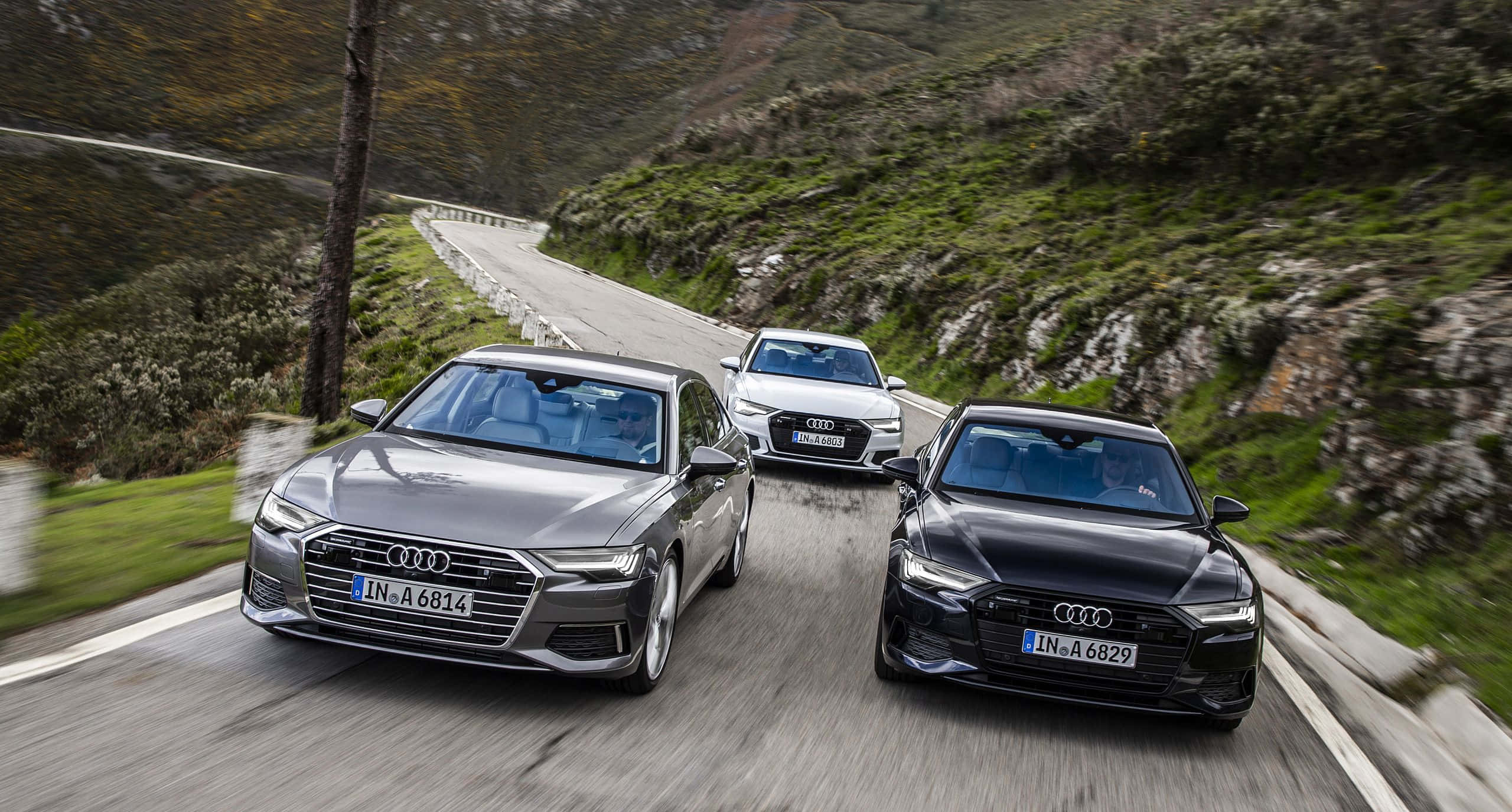 Audi A6, silver, black, 2K Desktop Wallpaper