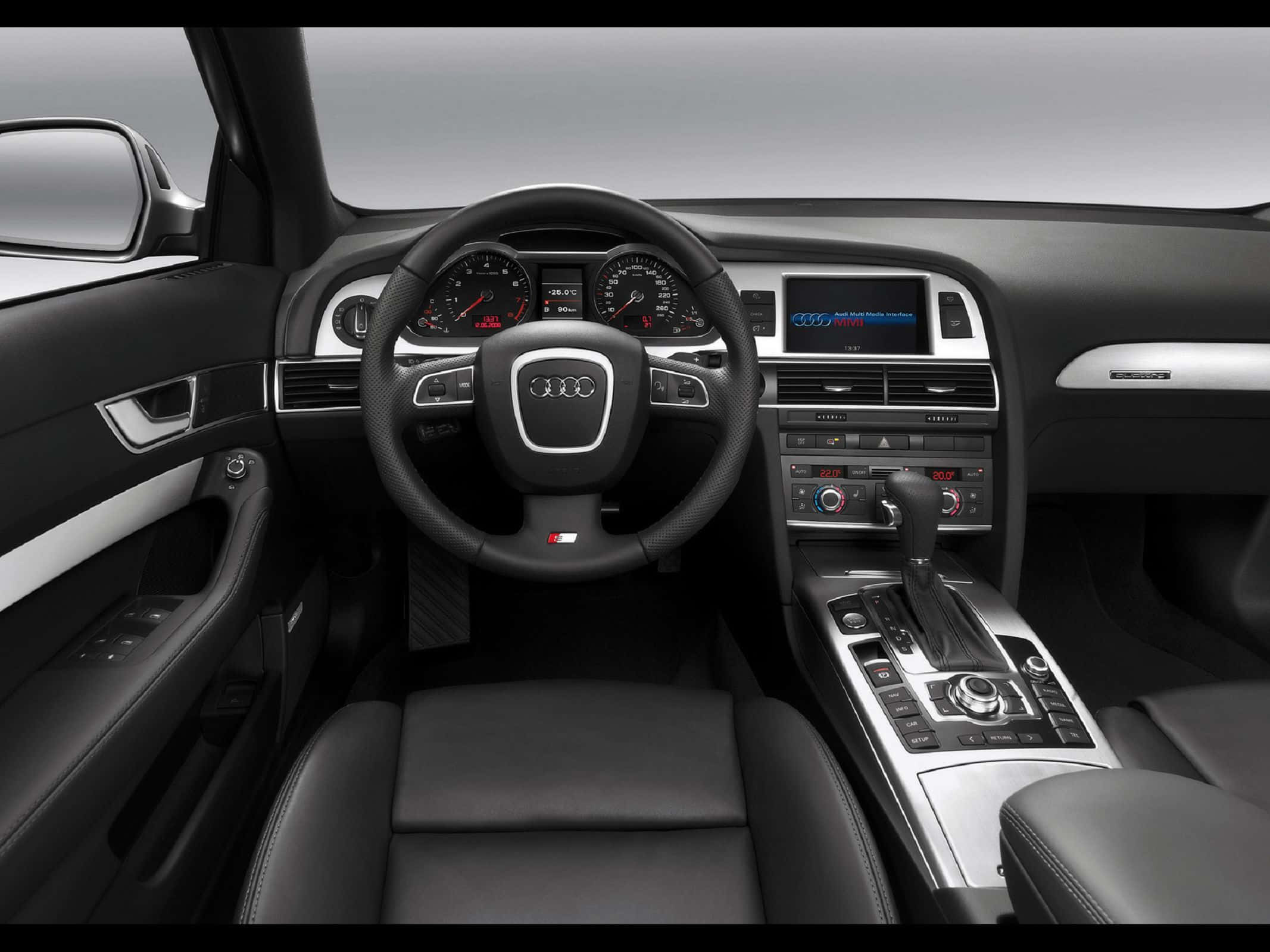 Audi A6, black leather seats, silver accents, Full HD Desktop Wallpaper