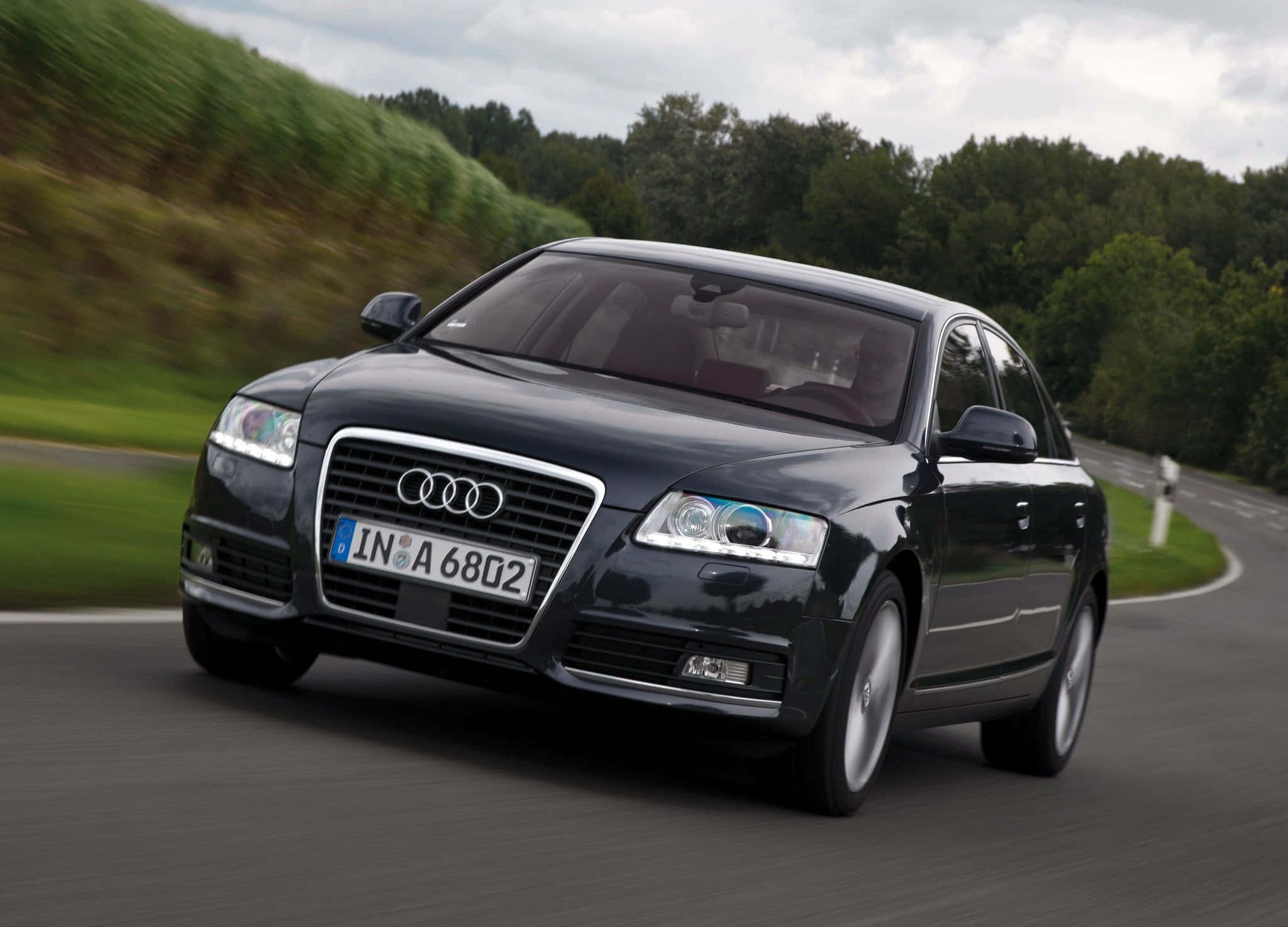 Audi A6, black, sleek, Full HD Desktop Wallpaper