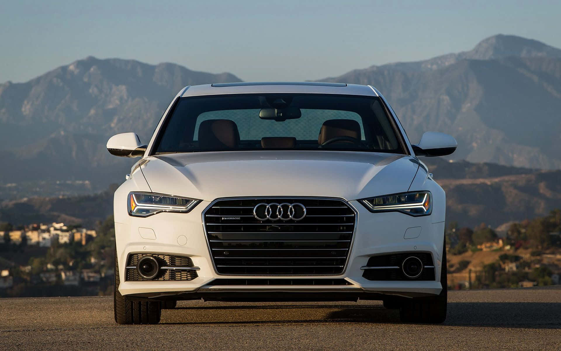 Audi A6, white, paved road, Full HD Desktop Wallpaper