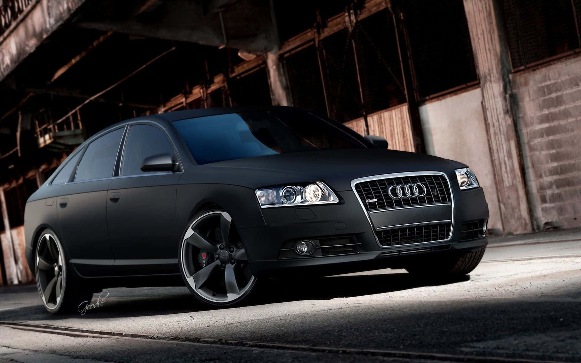 Audi A6, matte black, custom wheels, Full HD Desktop Wallpaper