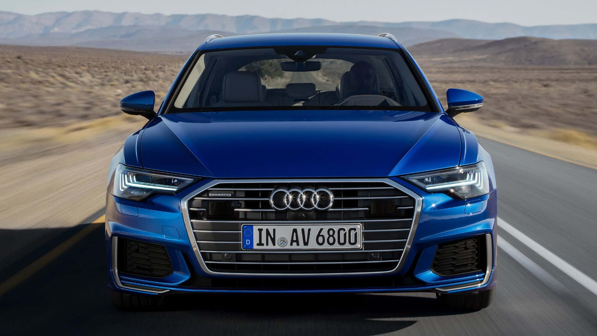 Audi A6, desert highway, vibrant blue, Full HD Desktop Wallpaper