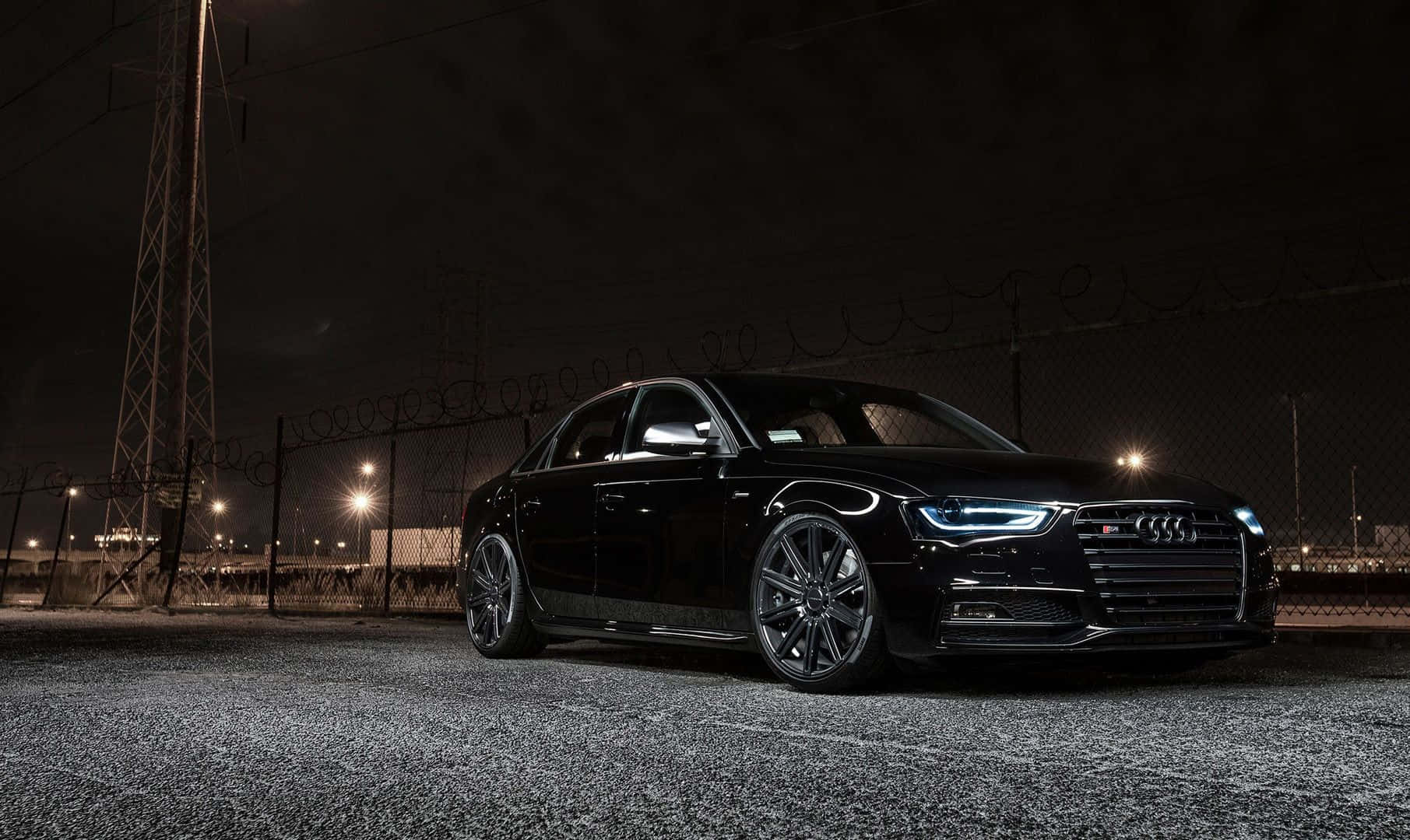 Audi A6, black, night lights, HD Desktop Wallpaper