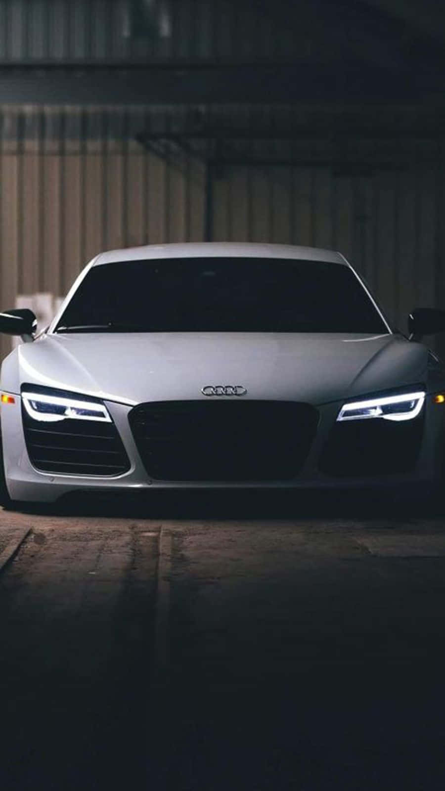 Audi, silver, glowing headlights, HD Phone Wallpaper