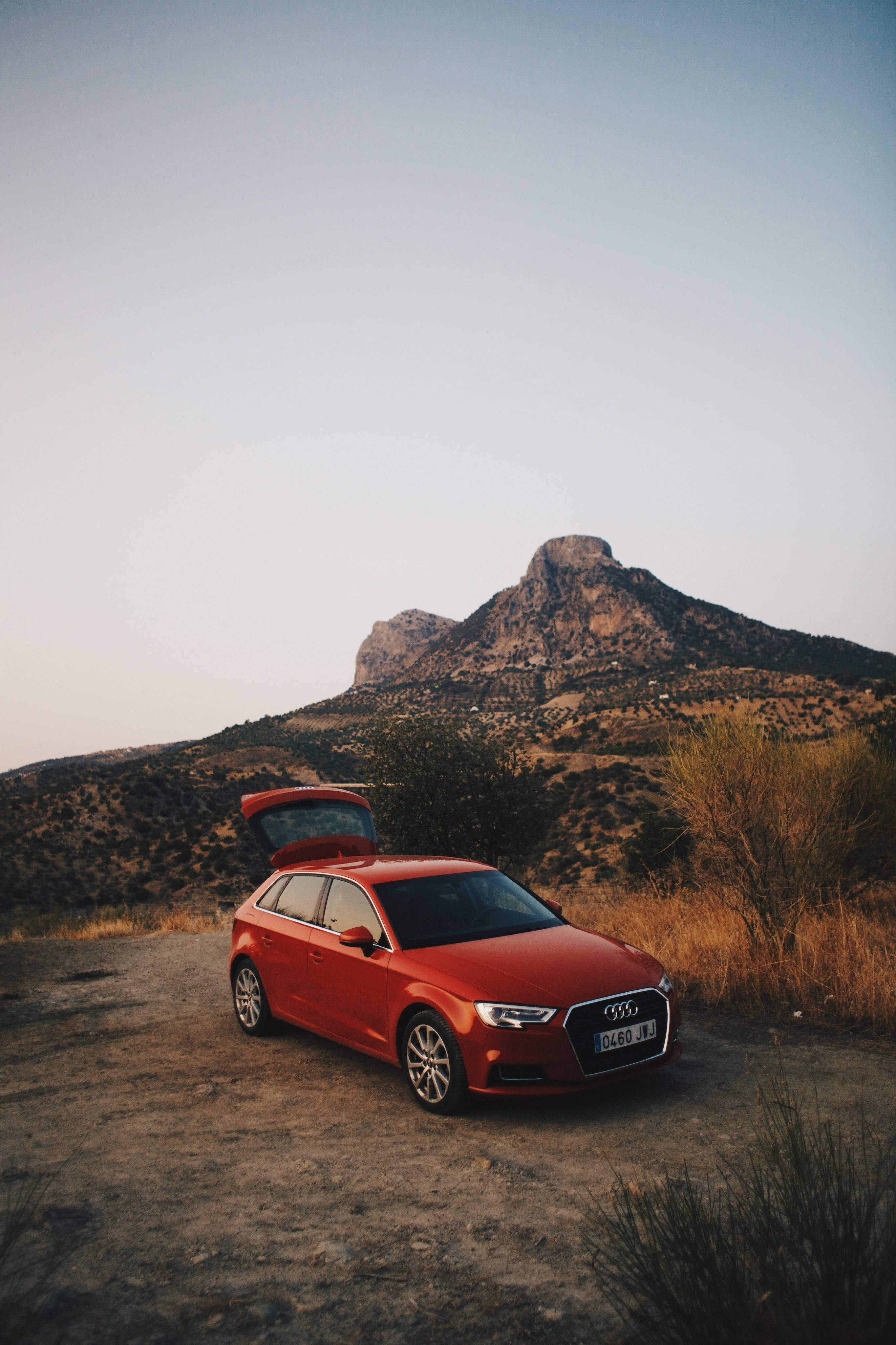 Audi Q5, red, dusty trail, 4K Phone Wallpaper