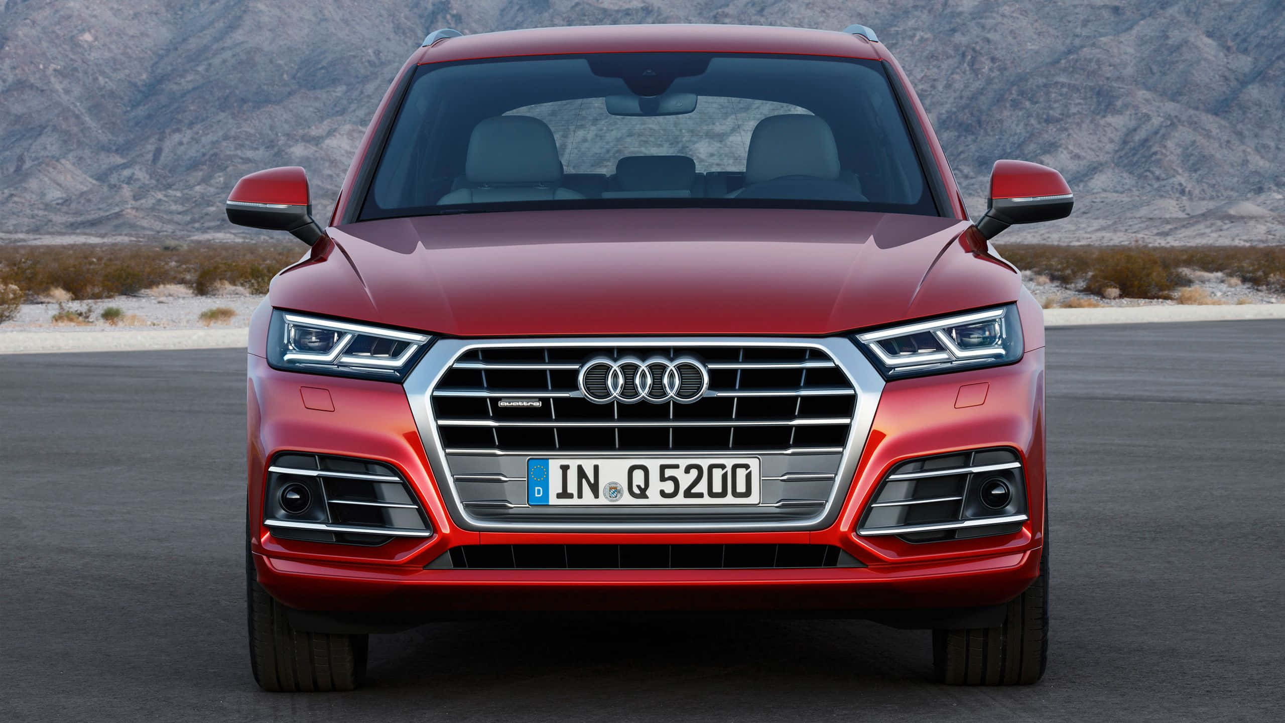 Audi Q5, red, paved road, 2K Desktop Wallpaper