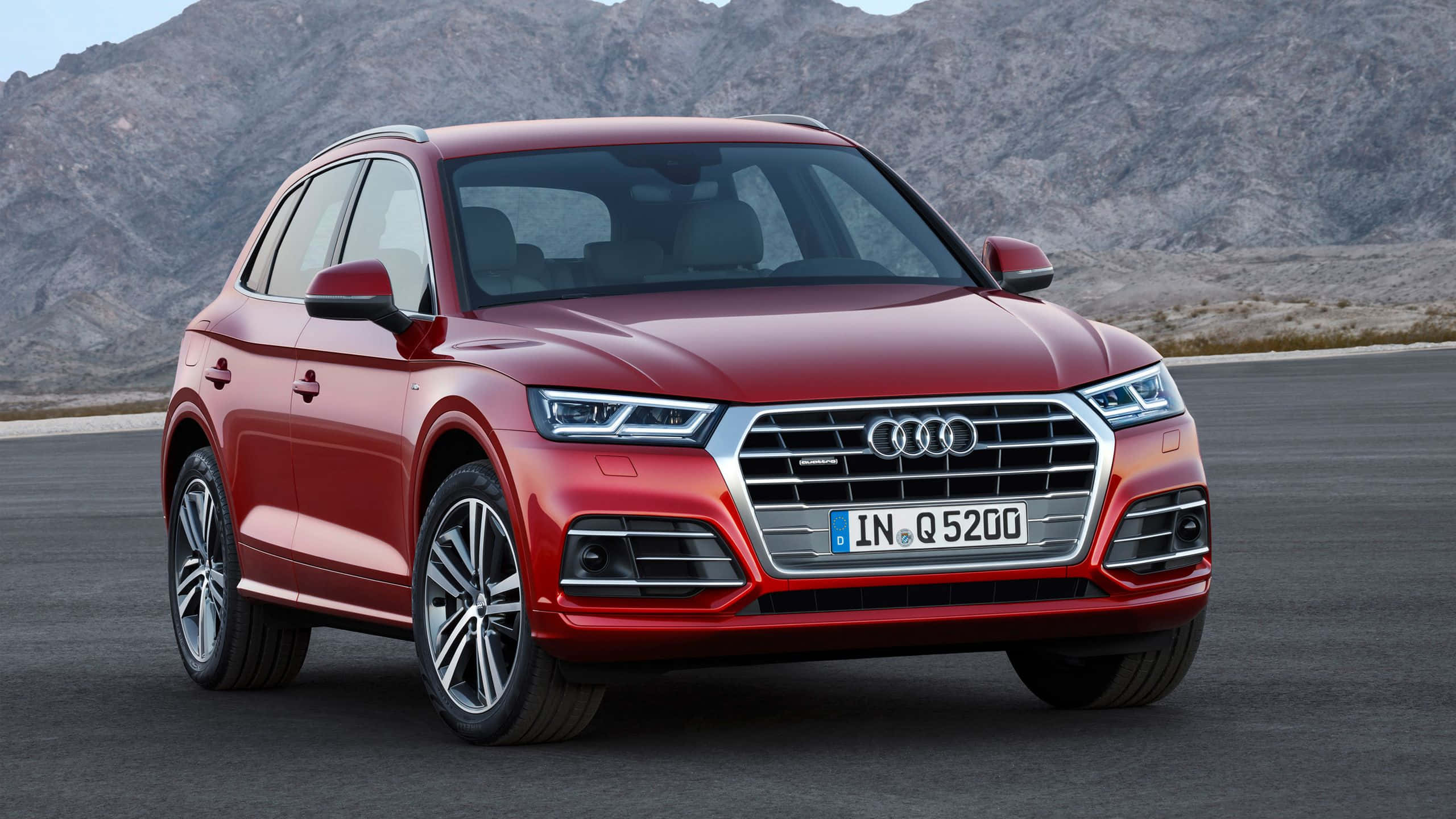 Audi Q5, glossy red, asphalt road, 2K Desktop Wallpaper