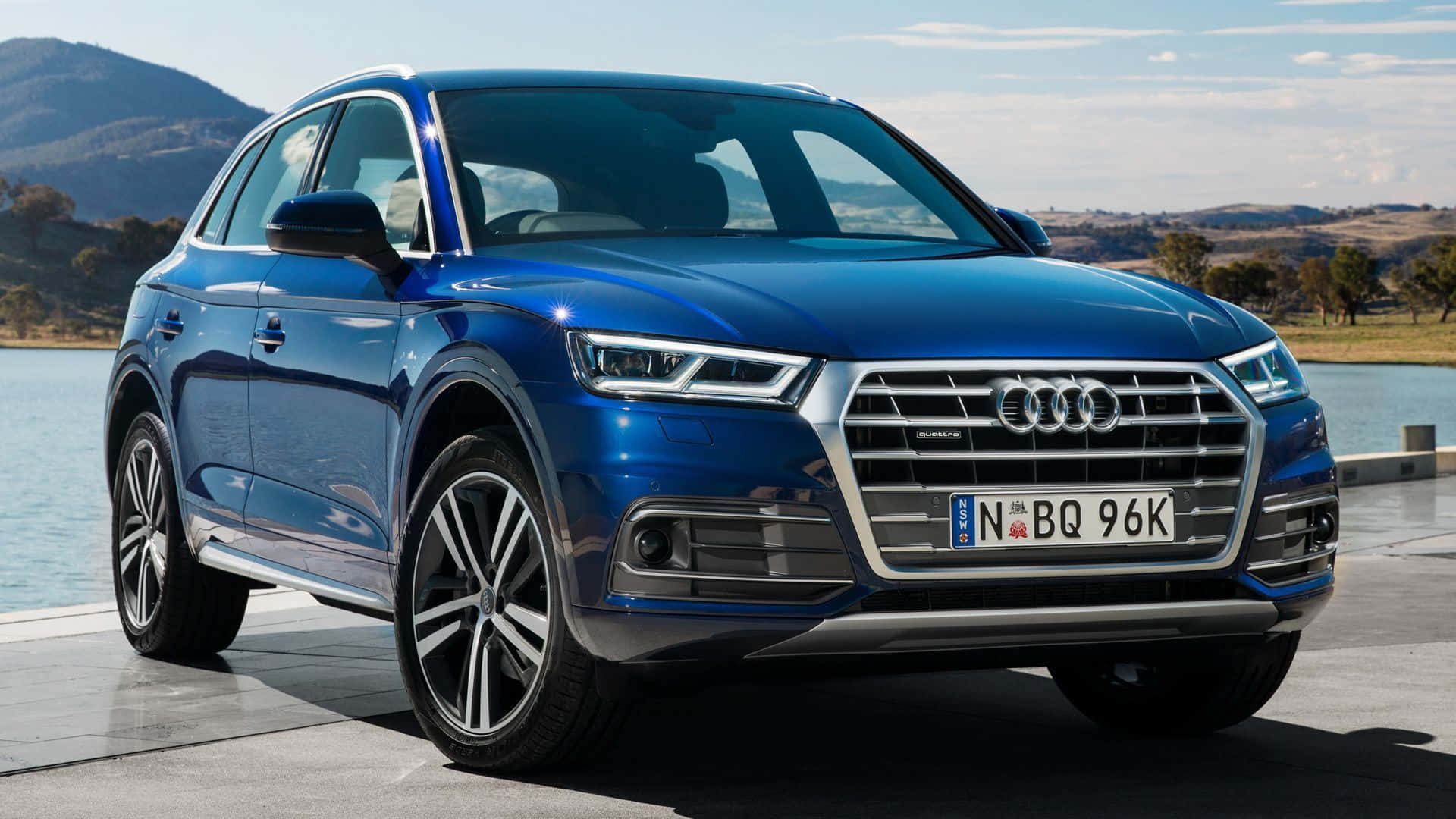 Audi Q5, Elegant Blue Shade, calm lake, Full HD Desktop Wallpaper