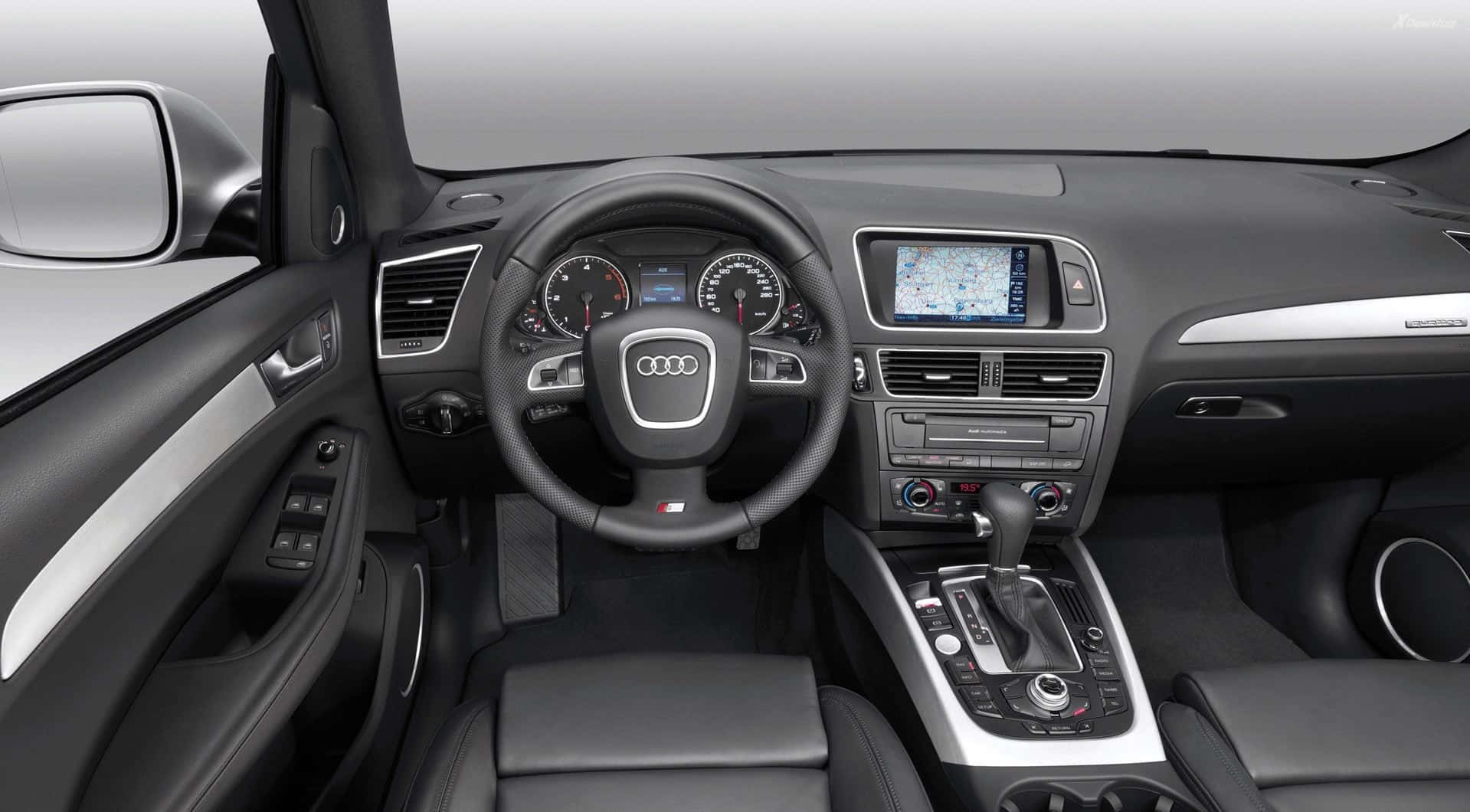 Audi Q5, black leather seats, silver accents, HD Desktop Wallpaper