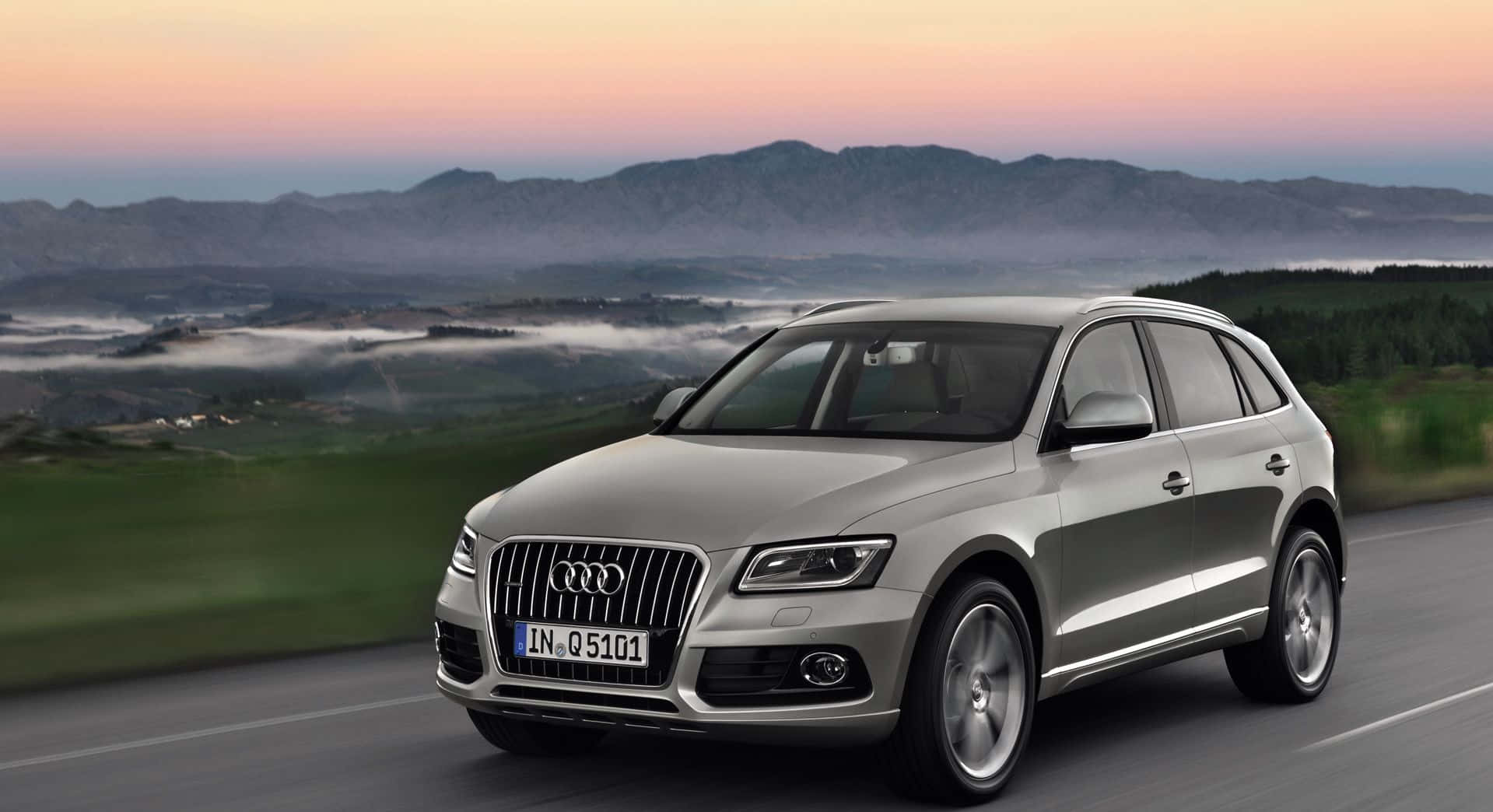Audi Q5, silver, sunset, HD Desktop Wallpaper