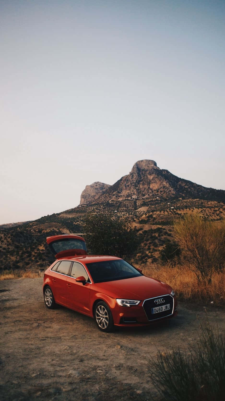 Audi Q5, red, dirt road, HD Phone Wallpaper