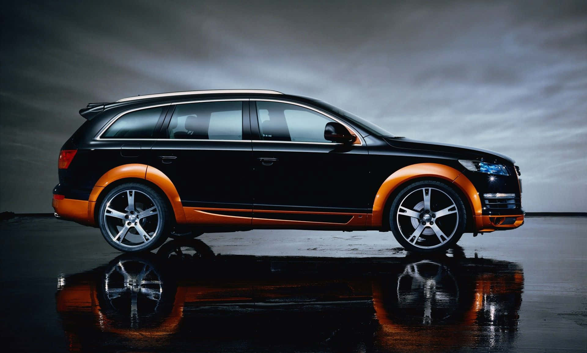 Audi Q7, black, orange, Full HD Desktop Wallpaper