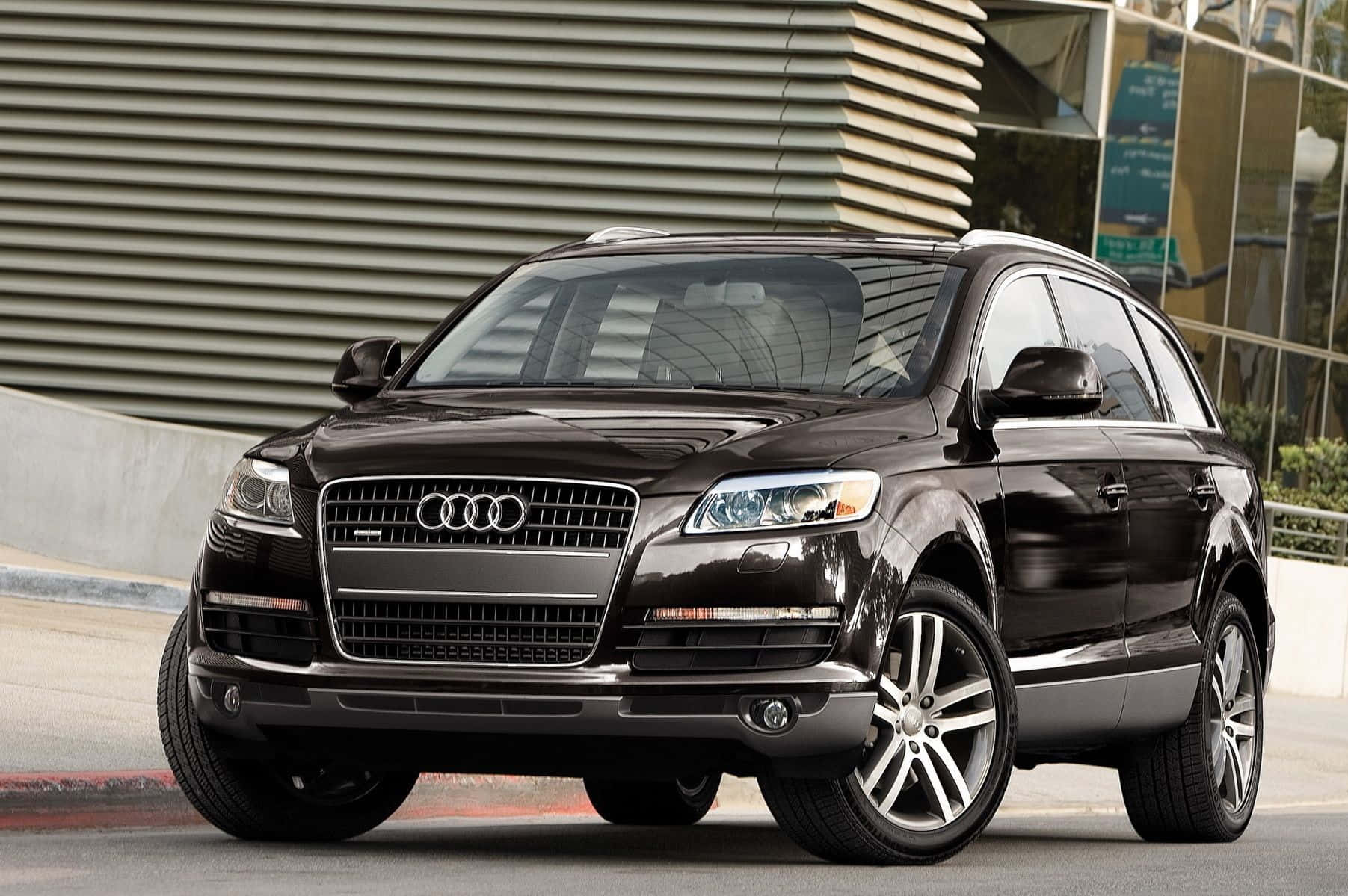Audi Q7, black, city street, HD Desktop Wallpaper