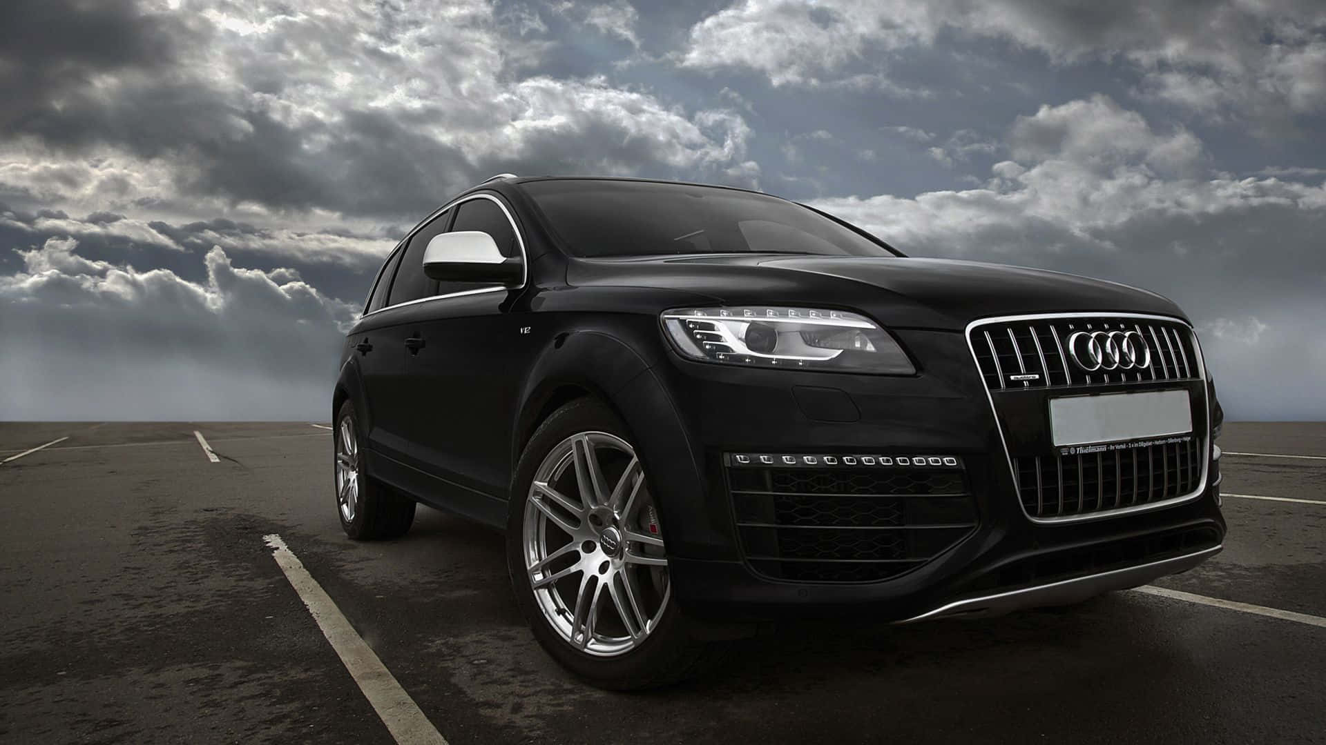 Audi Q7, sleek black, empty lot, Full HD Desktop Wallpaper