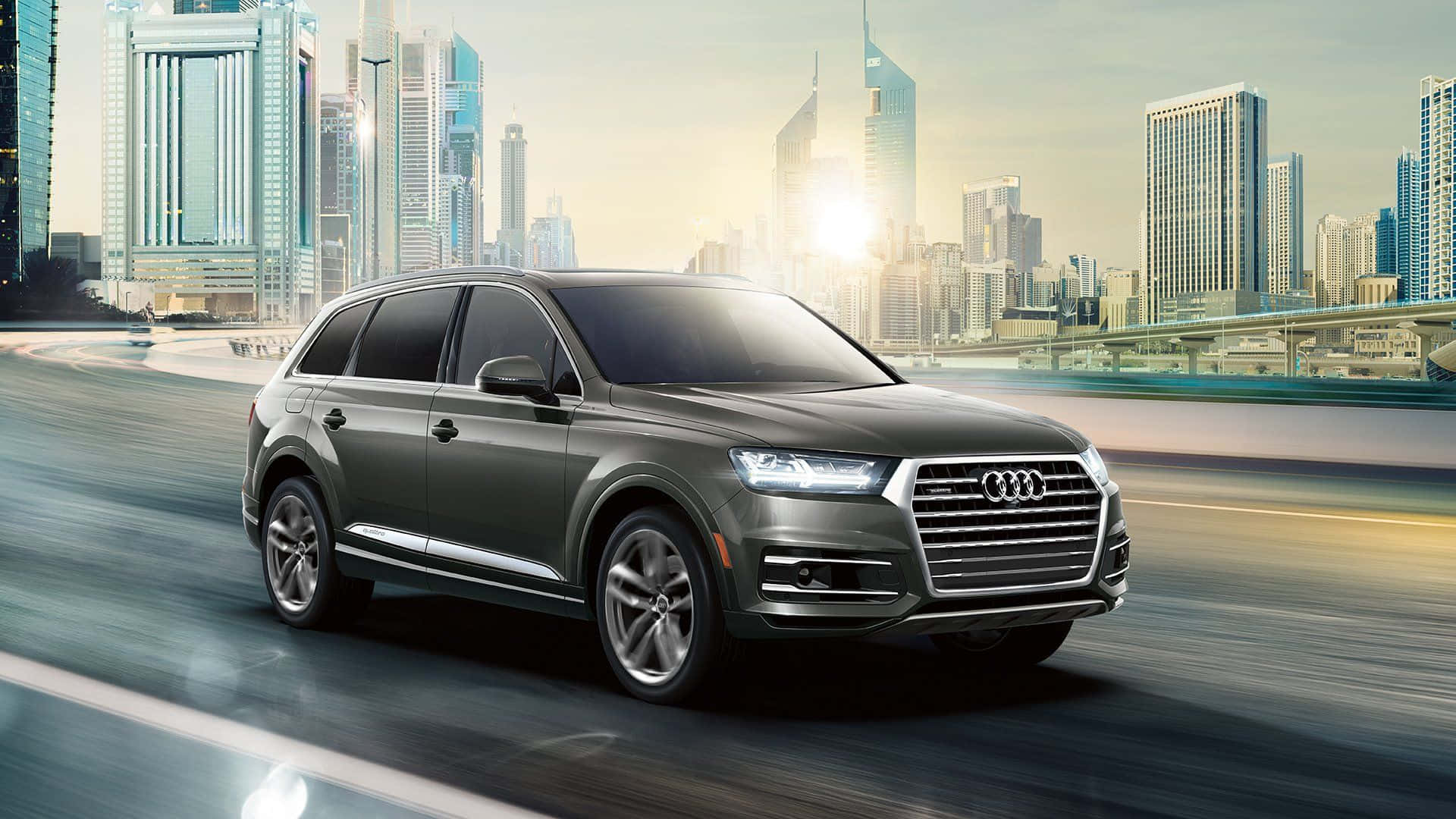 Audi Q7, gray, highway, Full HD Desktop Wallpaper