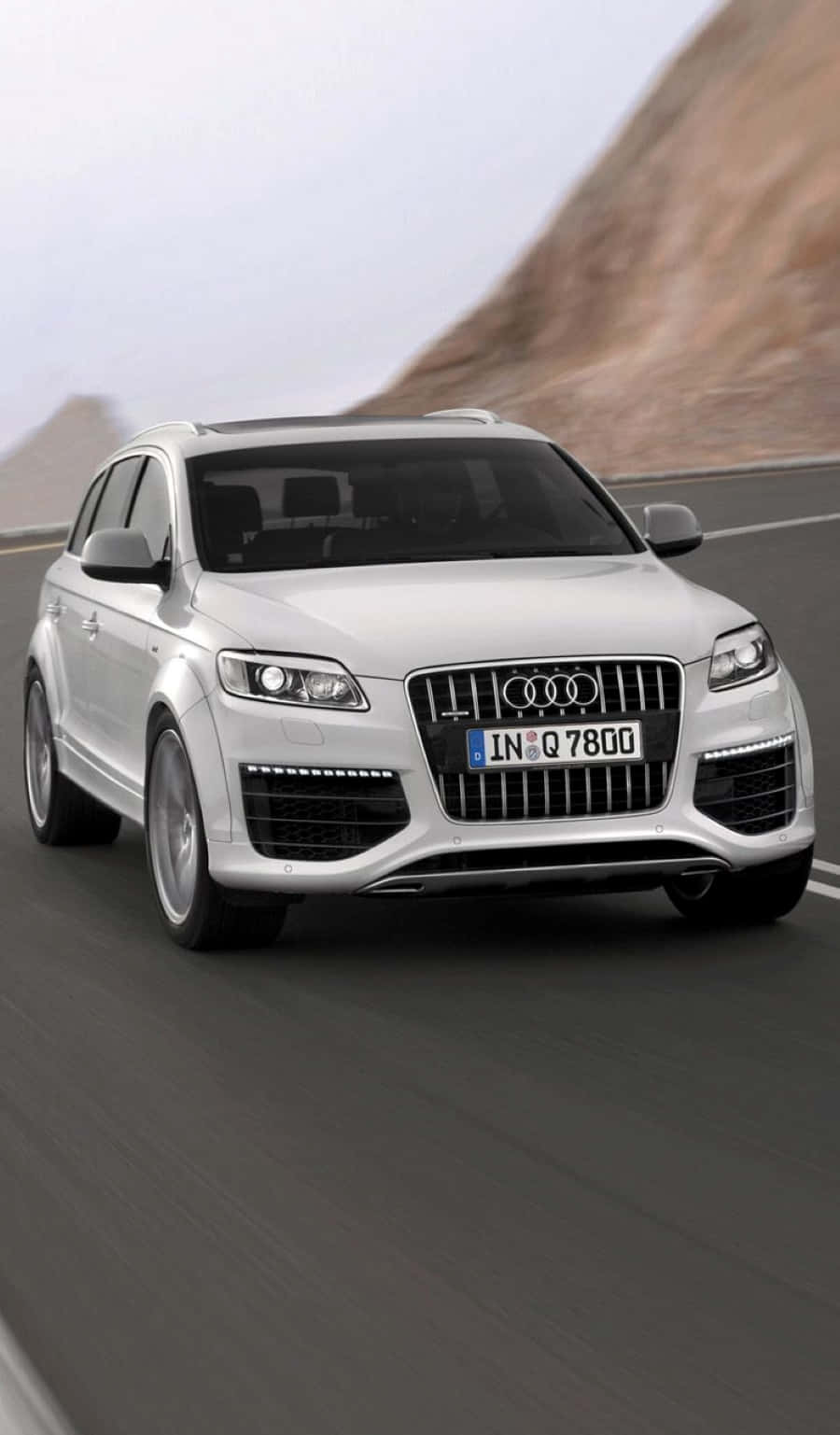 Audi Q7, silver, mountain road, HD Phone Wallpaper