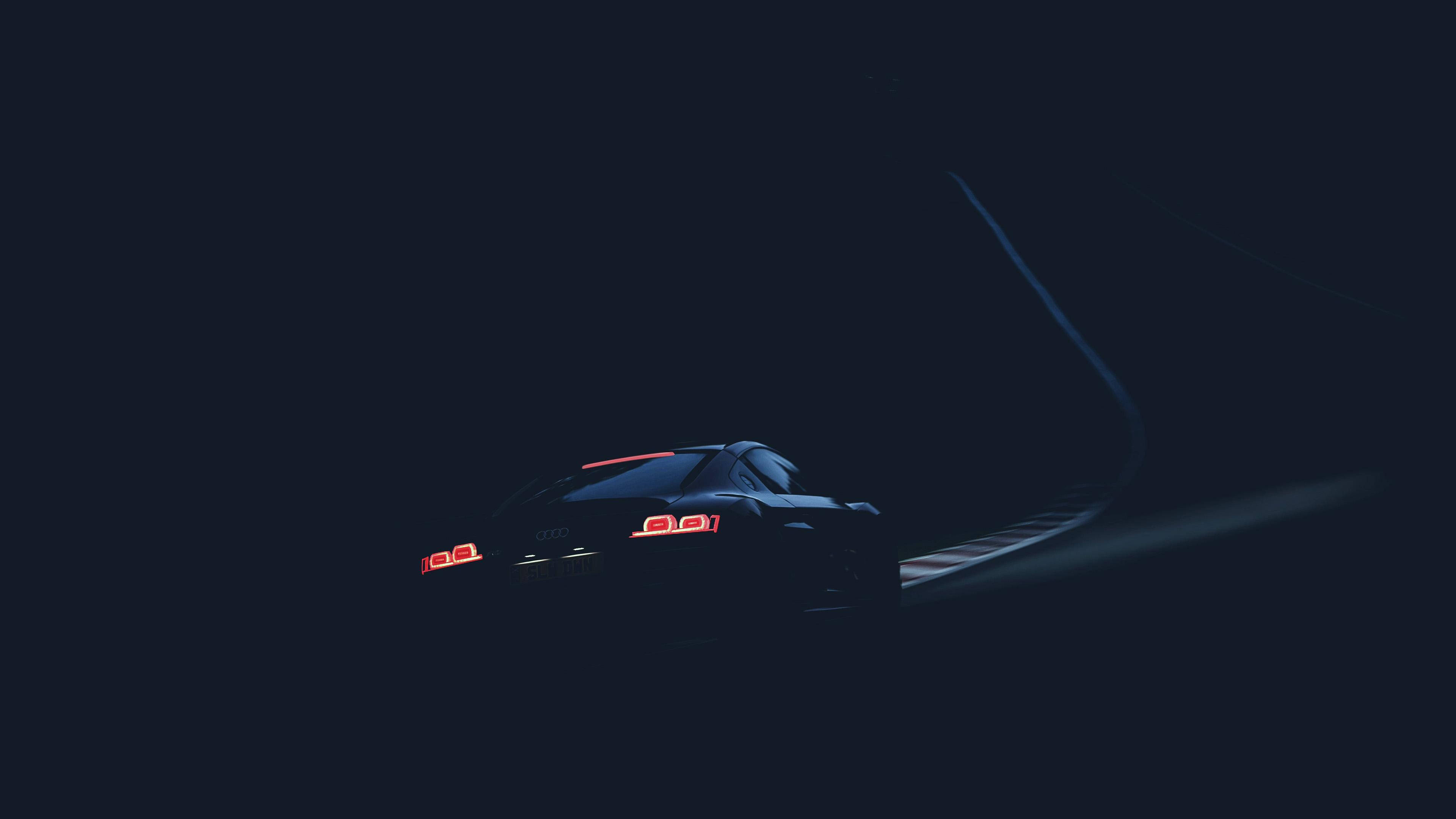 Audi R8, Dark Mode, sleek black sports car, 4K Desktop Wallpaper