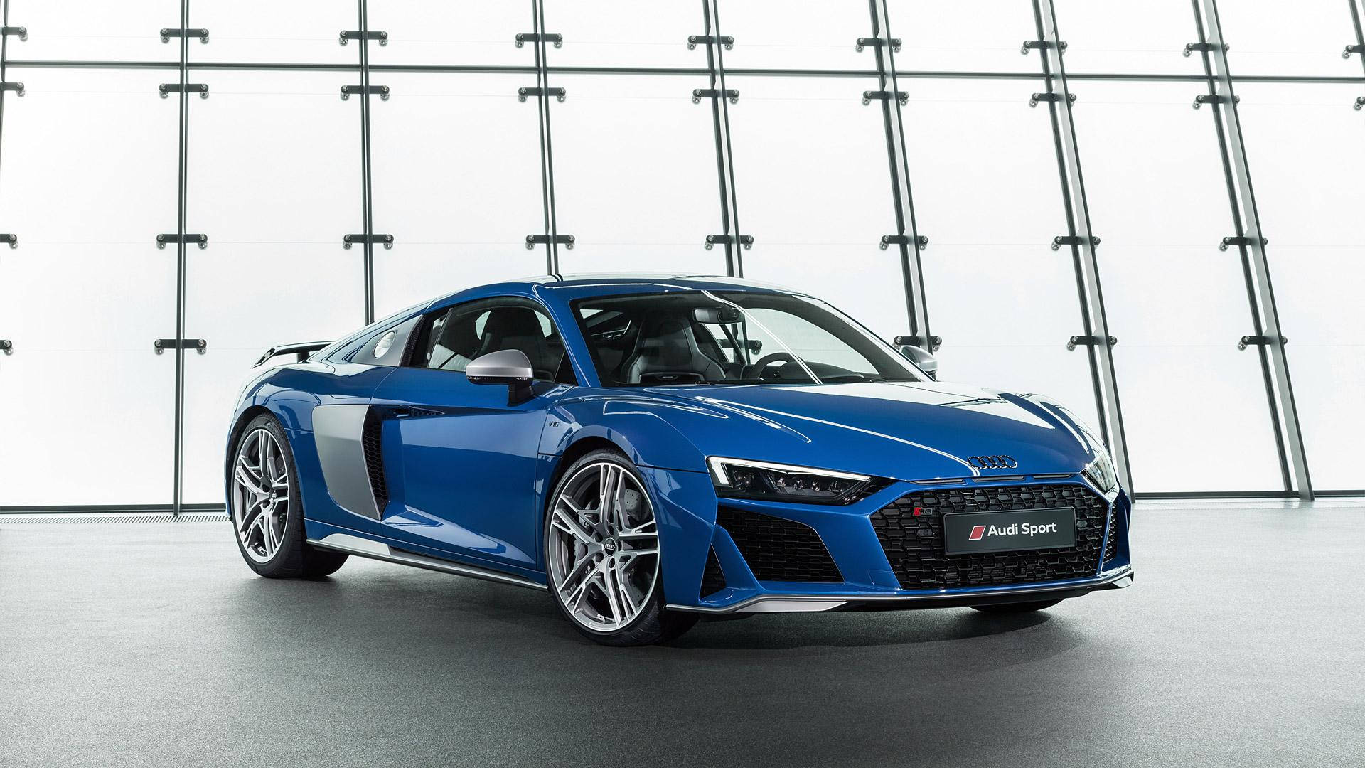 Audi R8, blue, sleek, Full HD Desktop Wallpaper