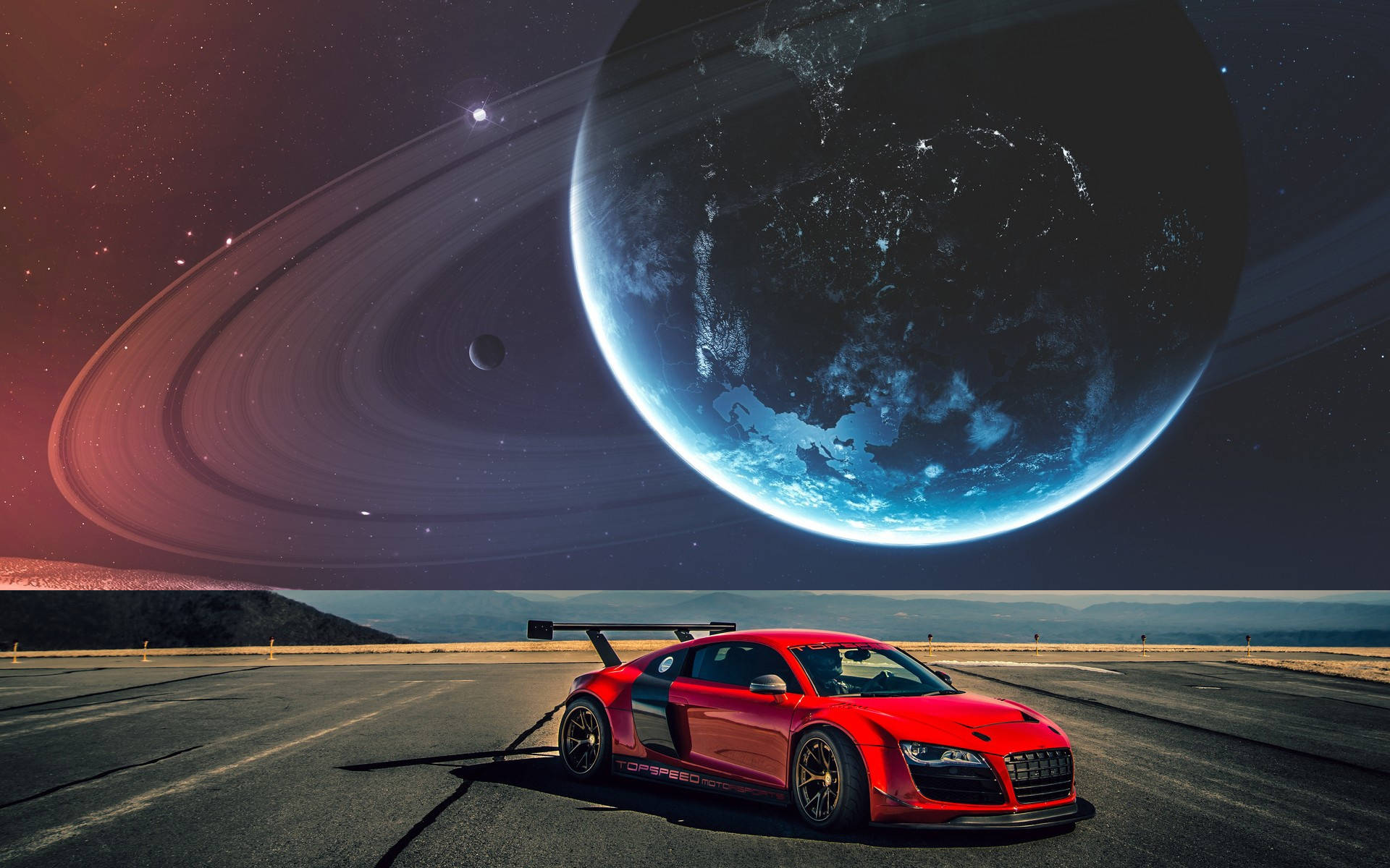Audi R8, red, desert road, Full HD Desktop Wallpaper