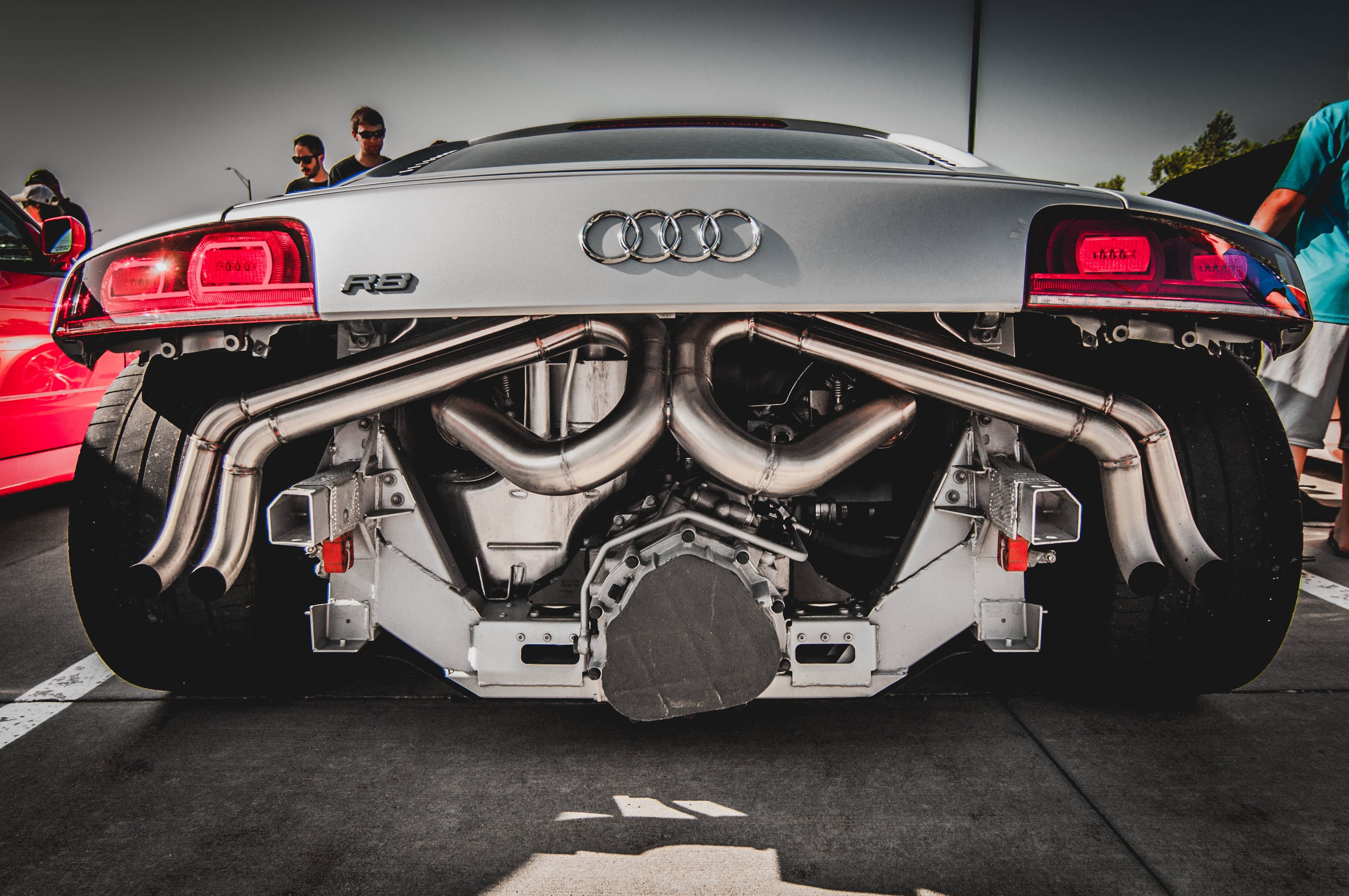 Audi R8, exhaust system, silver, 2K Desktop Wallpaper