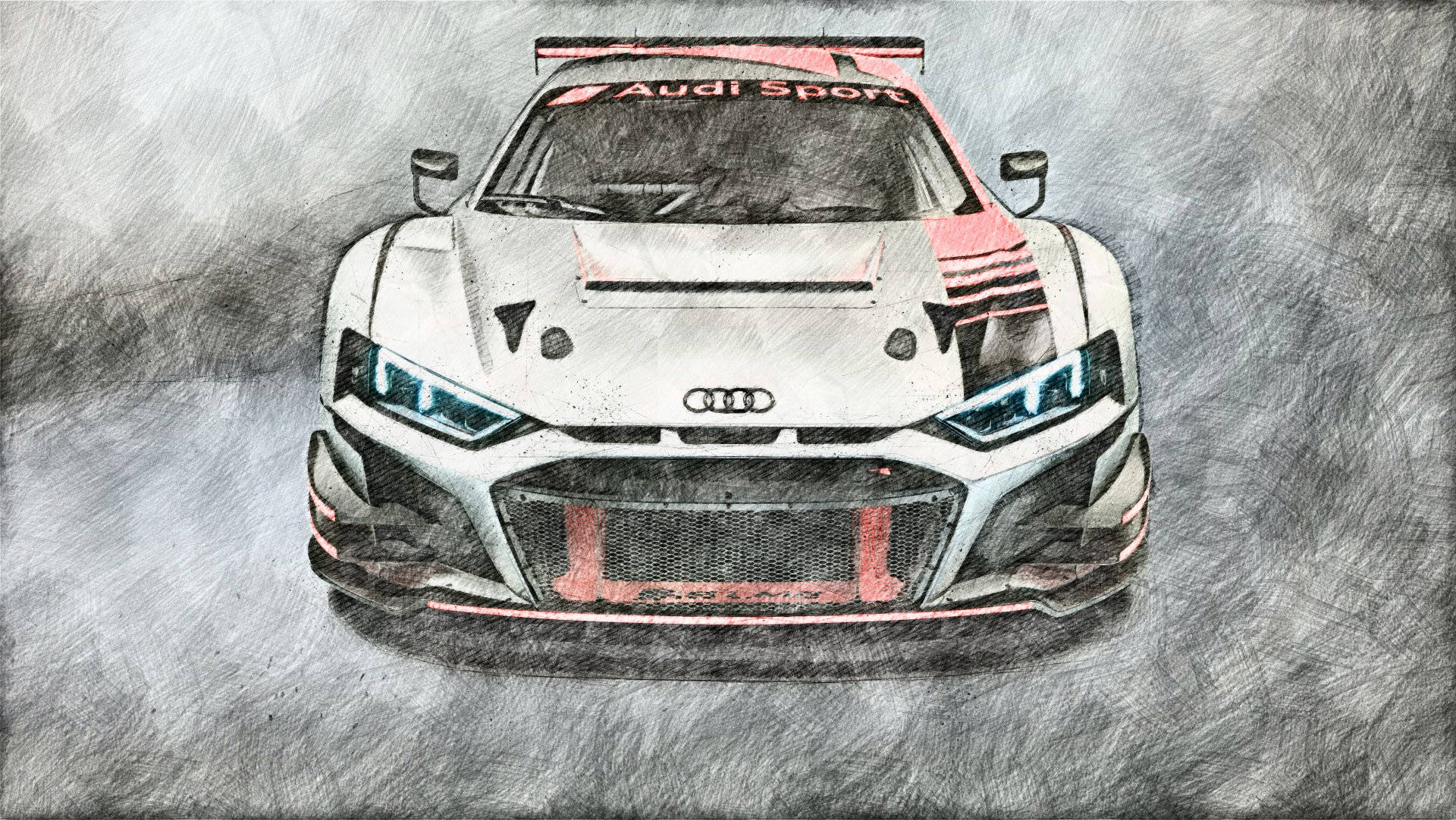 Audi R8, white, pink accents, Full HD Desktop Wallpaper