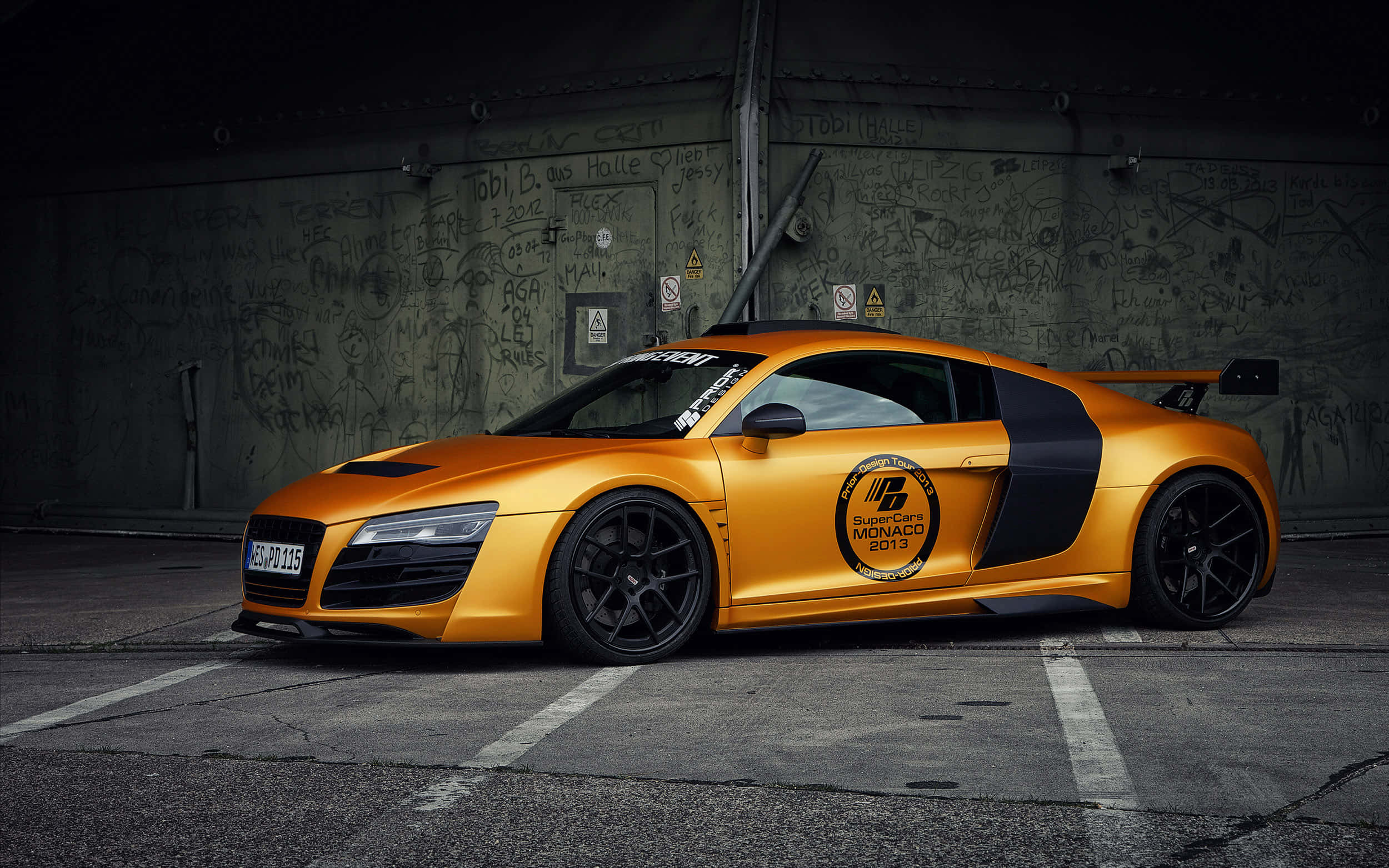 Audi R8, prior design body kit, vibrant orange, Full HD Desktop Wallpaper