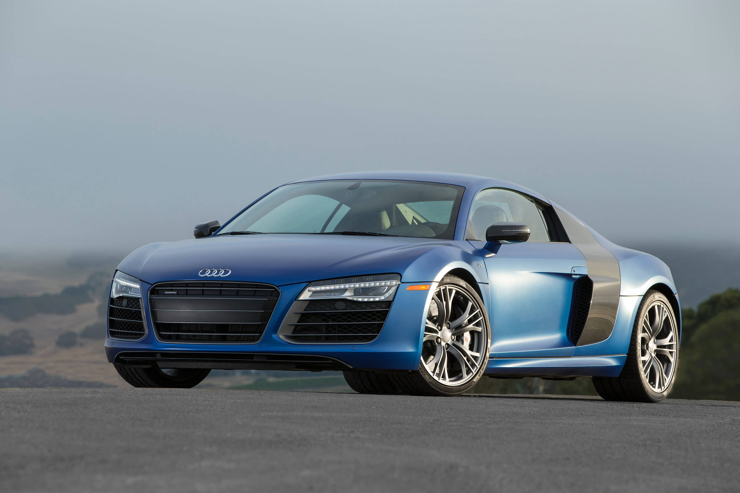Audi R8, blue, paved road, Full HD Desktop Wallpaper