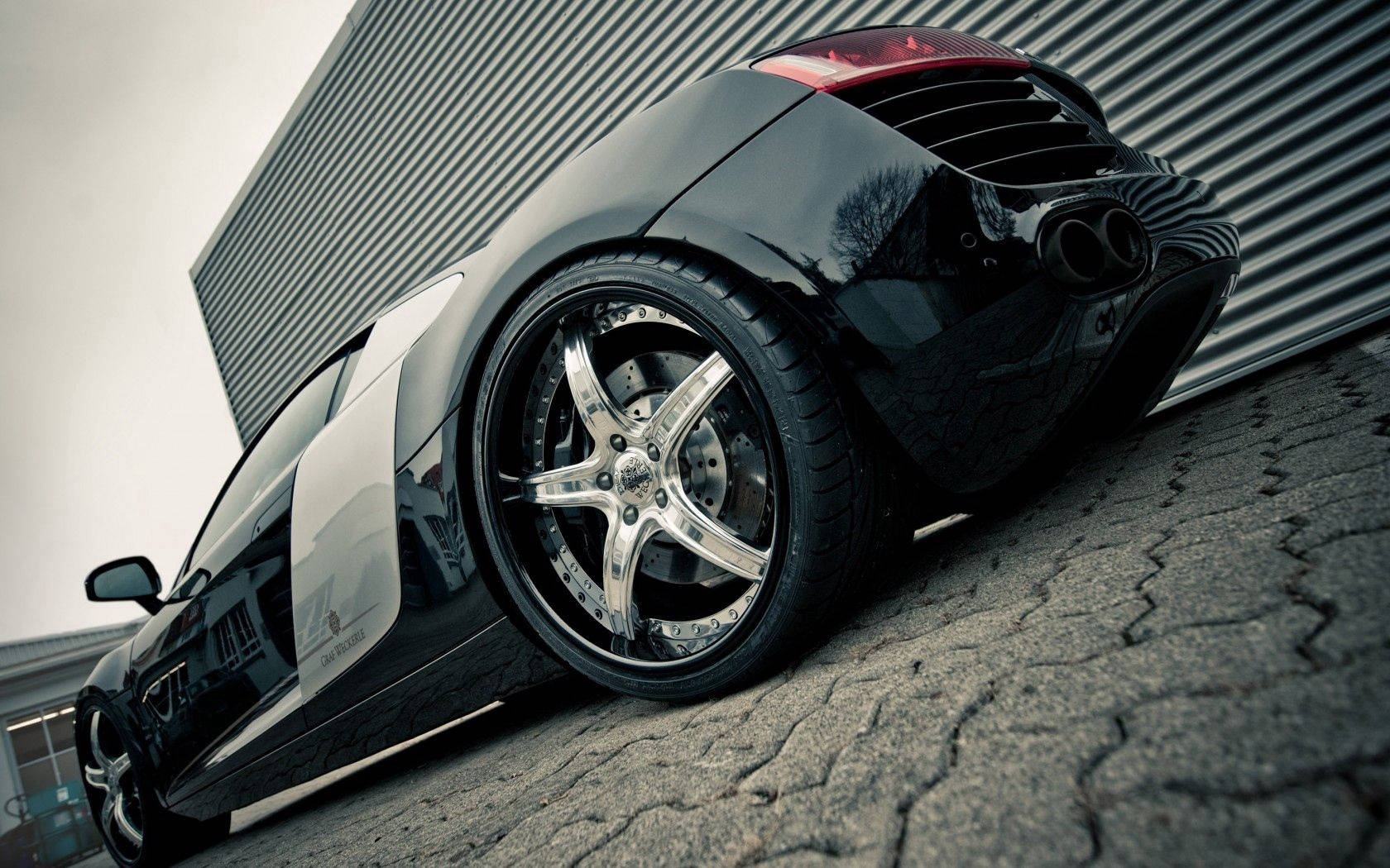 Audi R8, black tire, chrome wheels, HD Desktop Wallpaper
