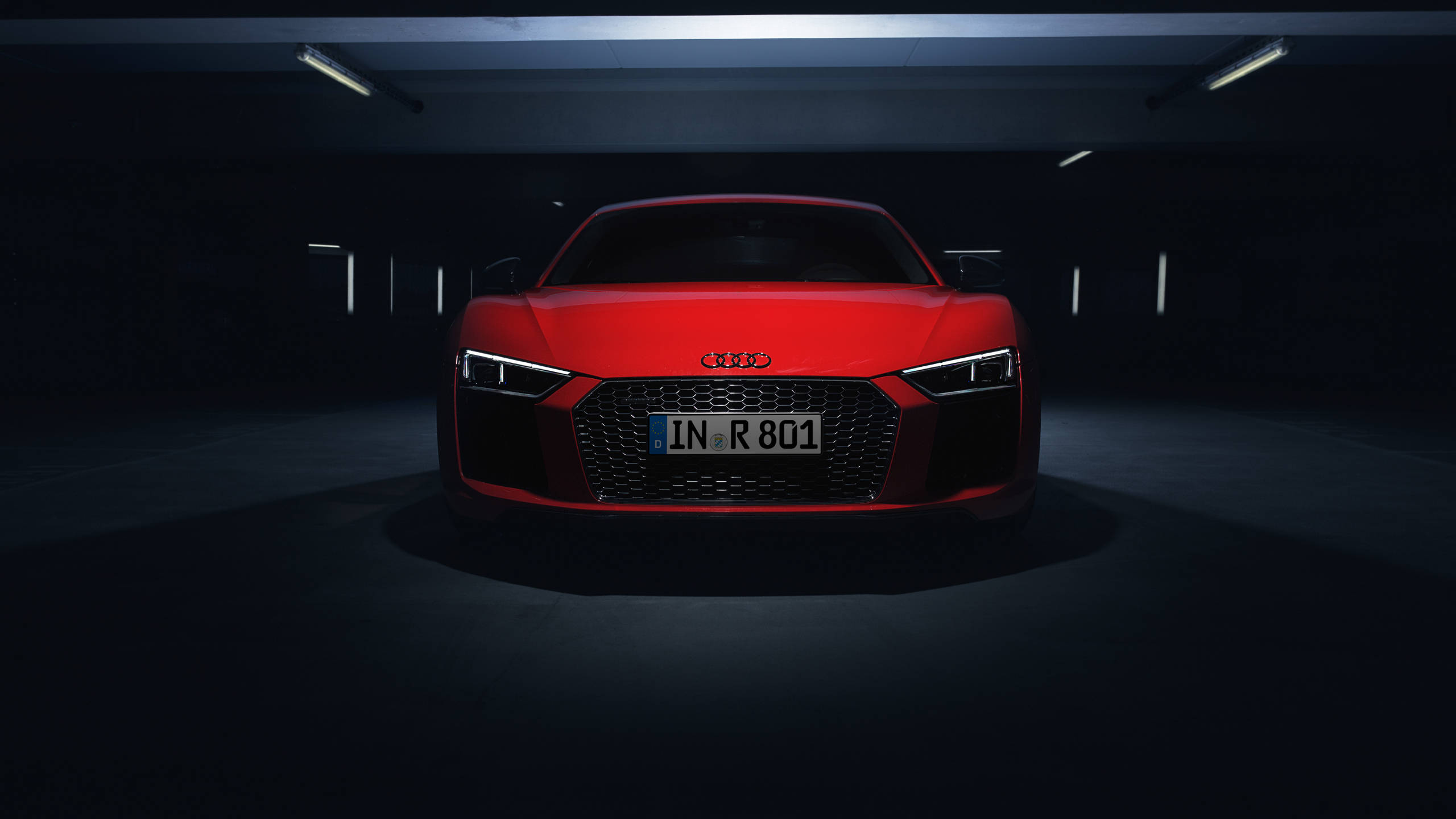 Audi R8, red, sports car, 2K Desktop Wallpaper