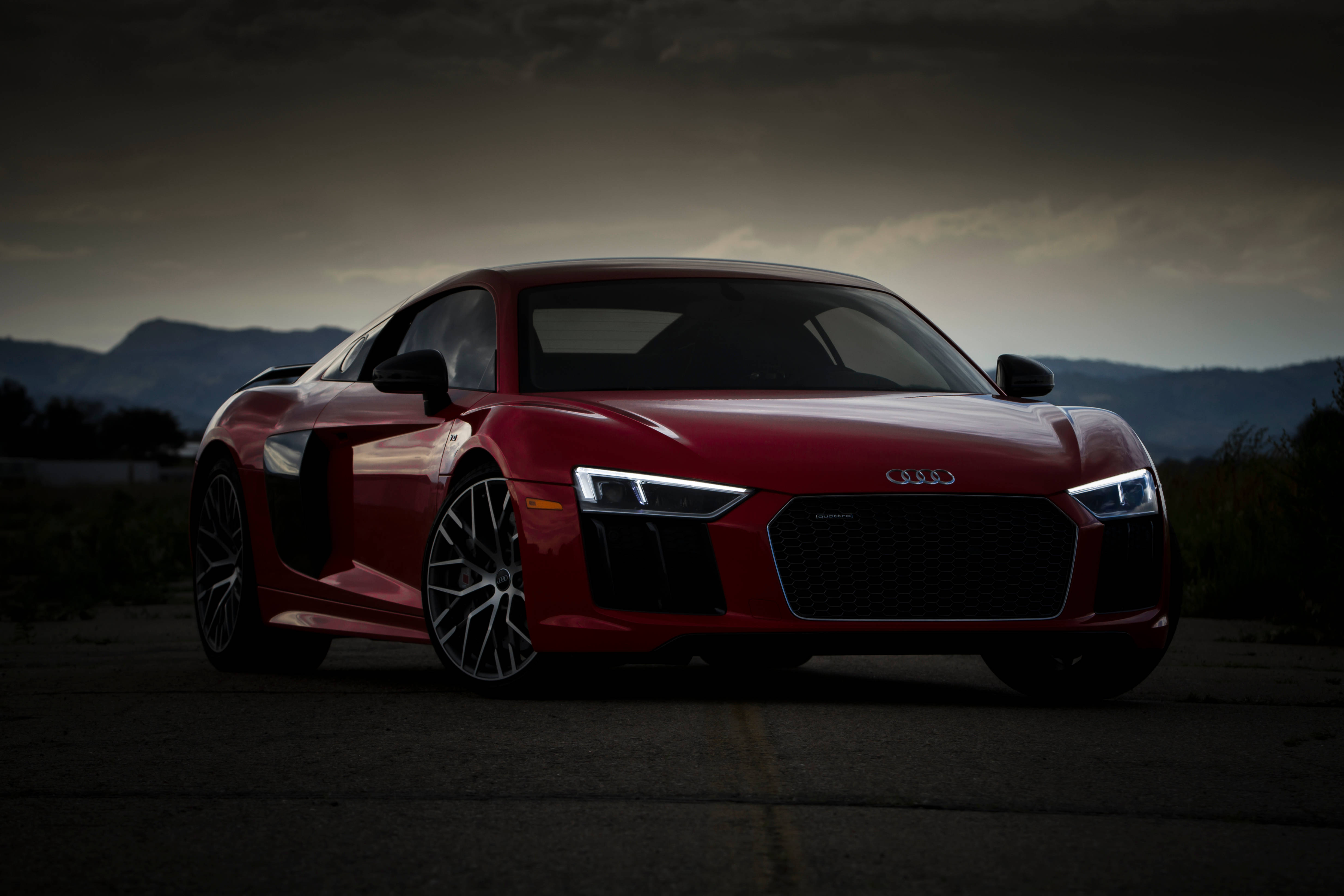 Audi R8, red, sports car, 4K Desktop Wallpaper