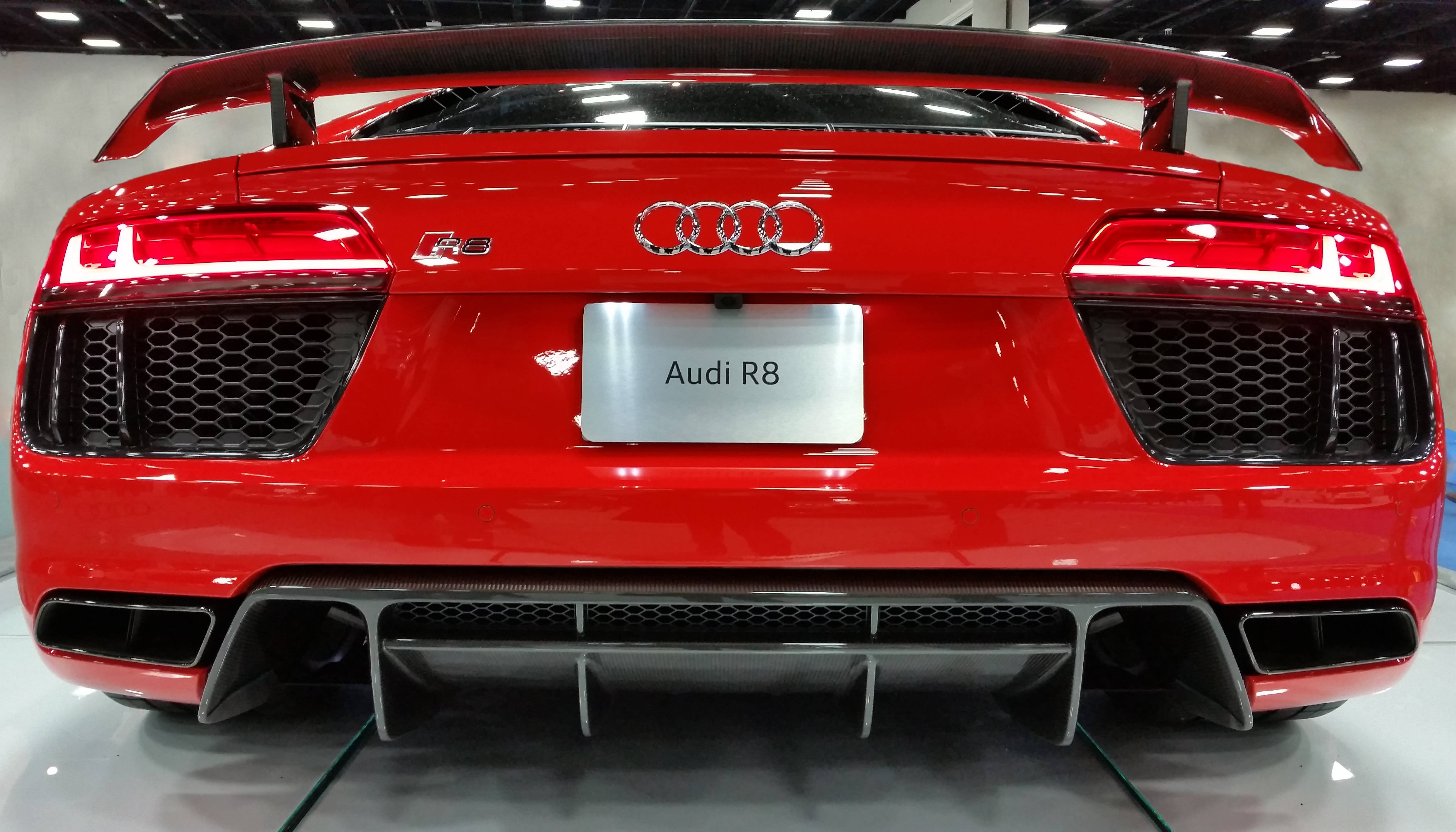 Audi R8, glossy red, large wing, 5K Desktop Wallpaper