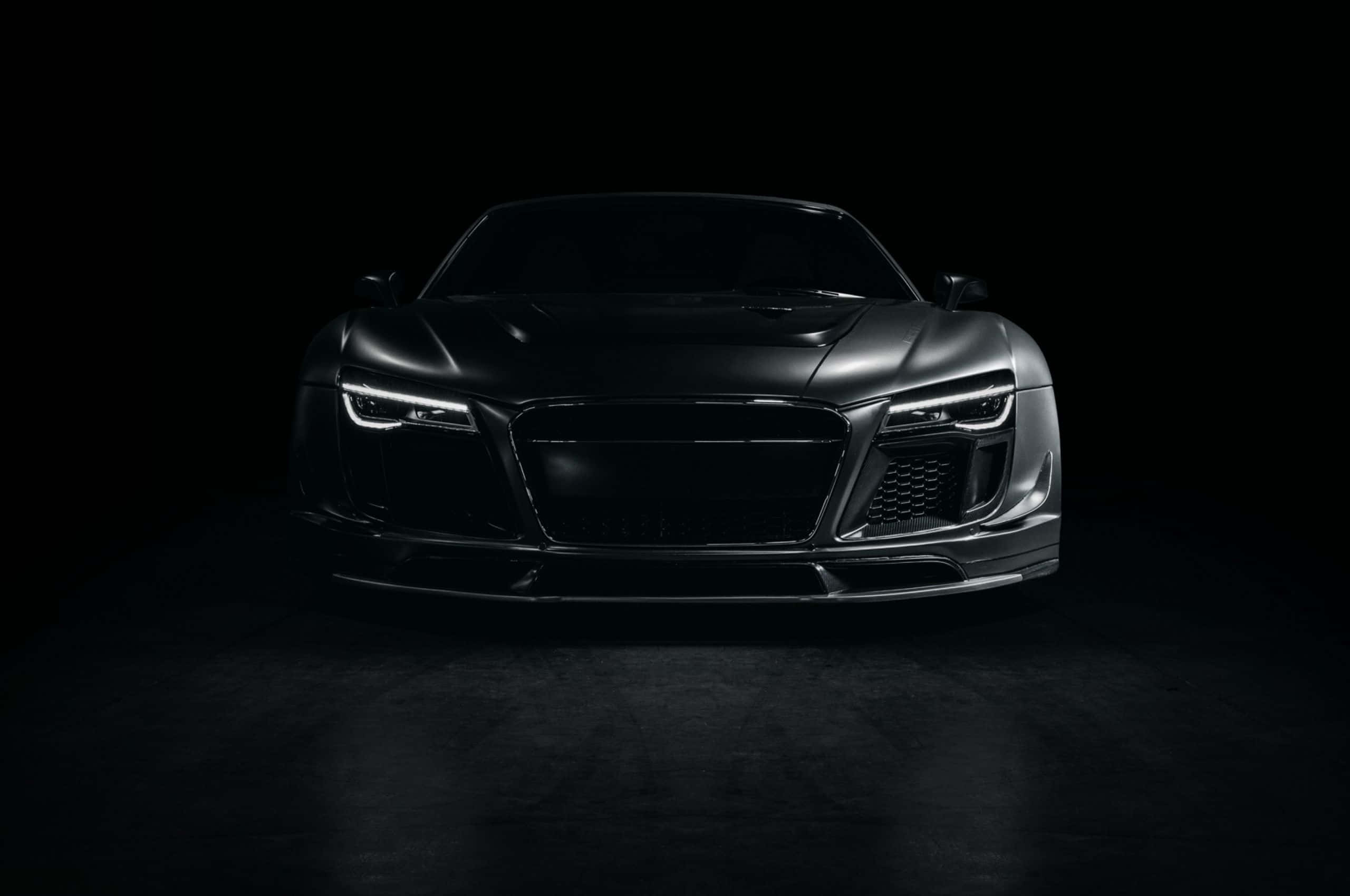 Audi R8, matte black, sharp headlights, 2K Desktop Wallpaper