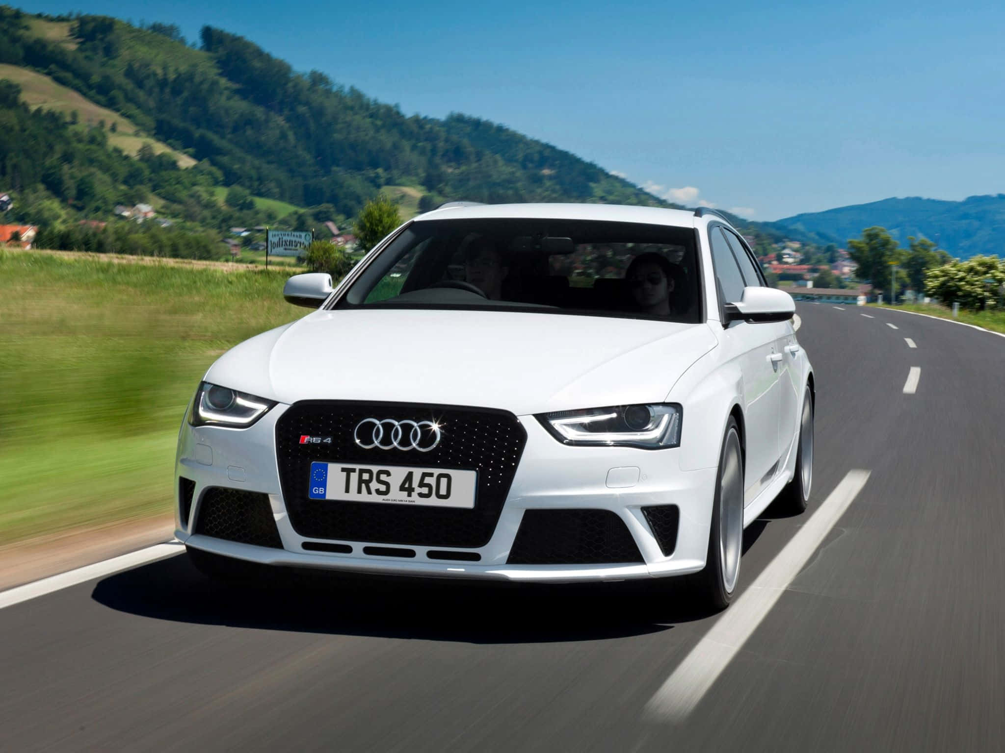 Audi RS4, white, winding mountain road, Full HD Desktop Wallpaper