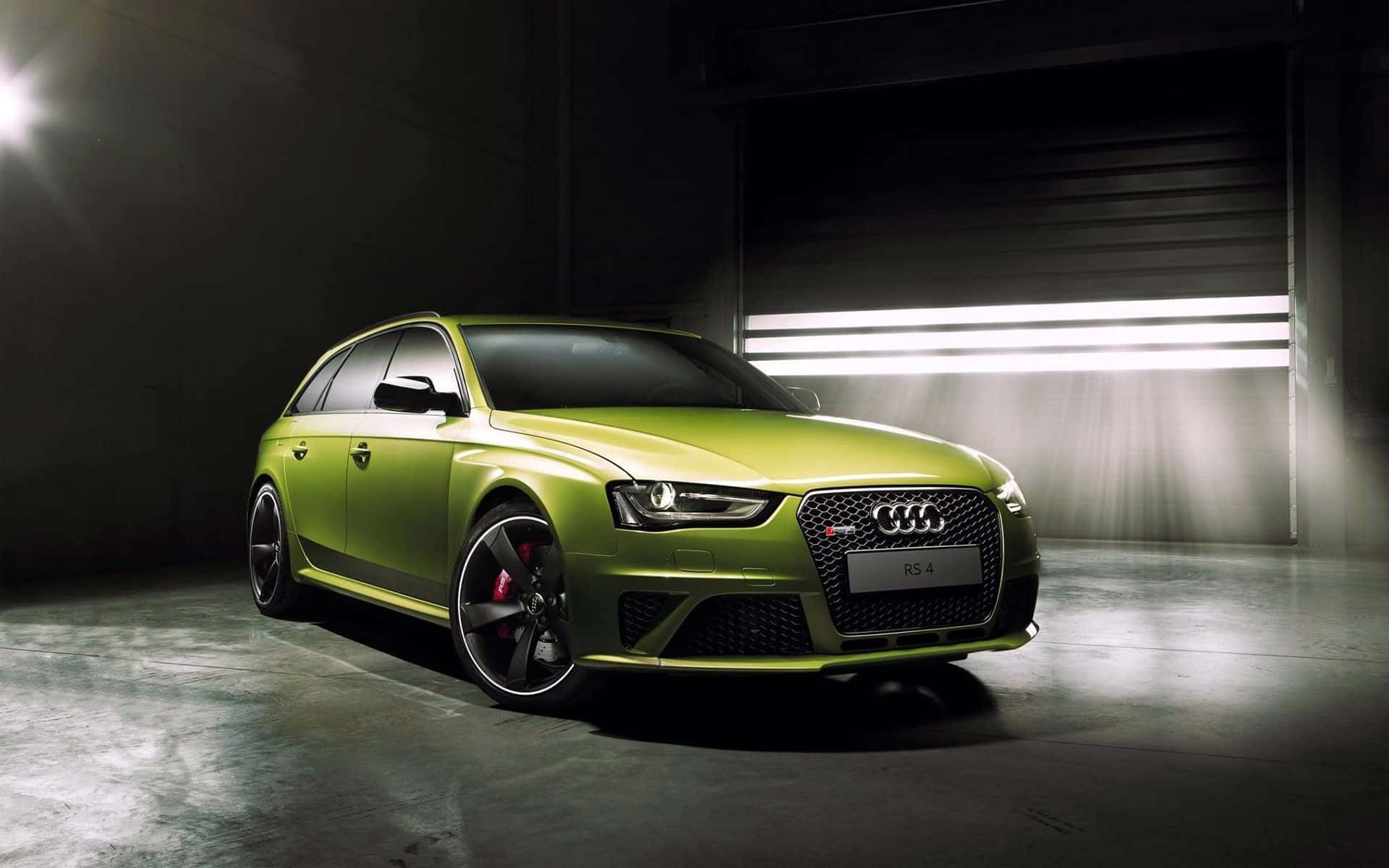 Audi RS4, lime green, station wagon, Full HD Desktop Wallpaper
