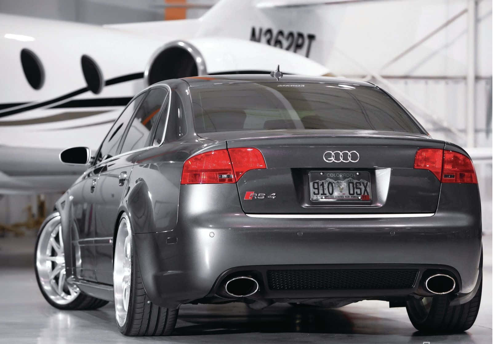 Audi RS4, gray, sedan, HD Desktop Wallpaper