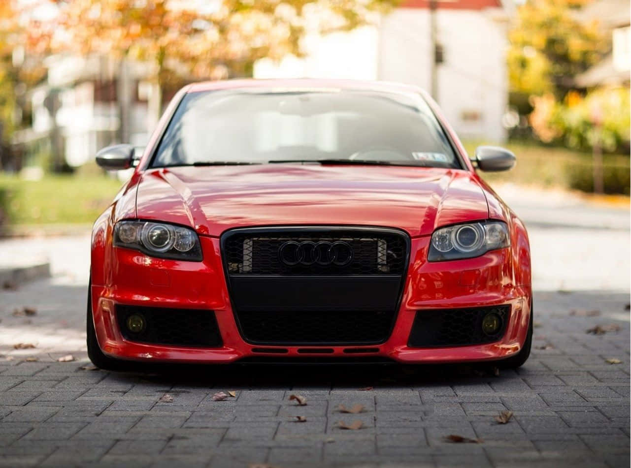 Audi RS5, glossy red, brick driveway, HD Desktop Wallpaper