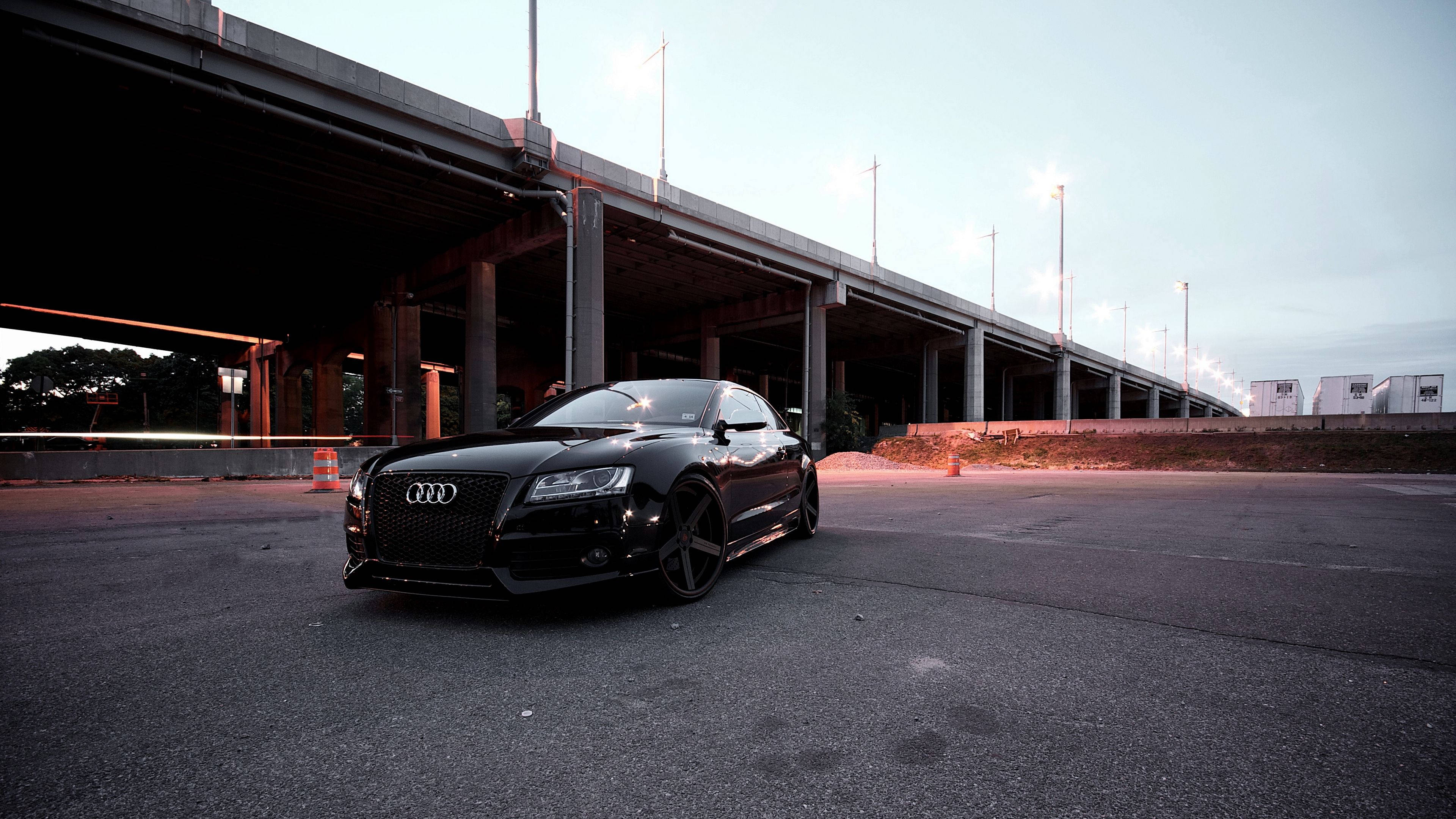 Audi RS5, black, concrete overpass, 4K Desktop Wallpaper