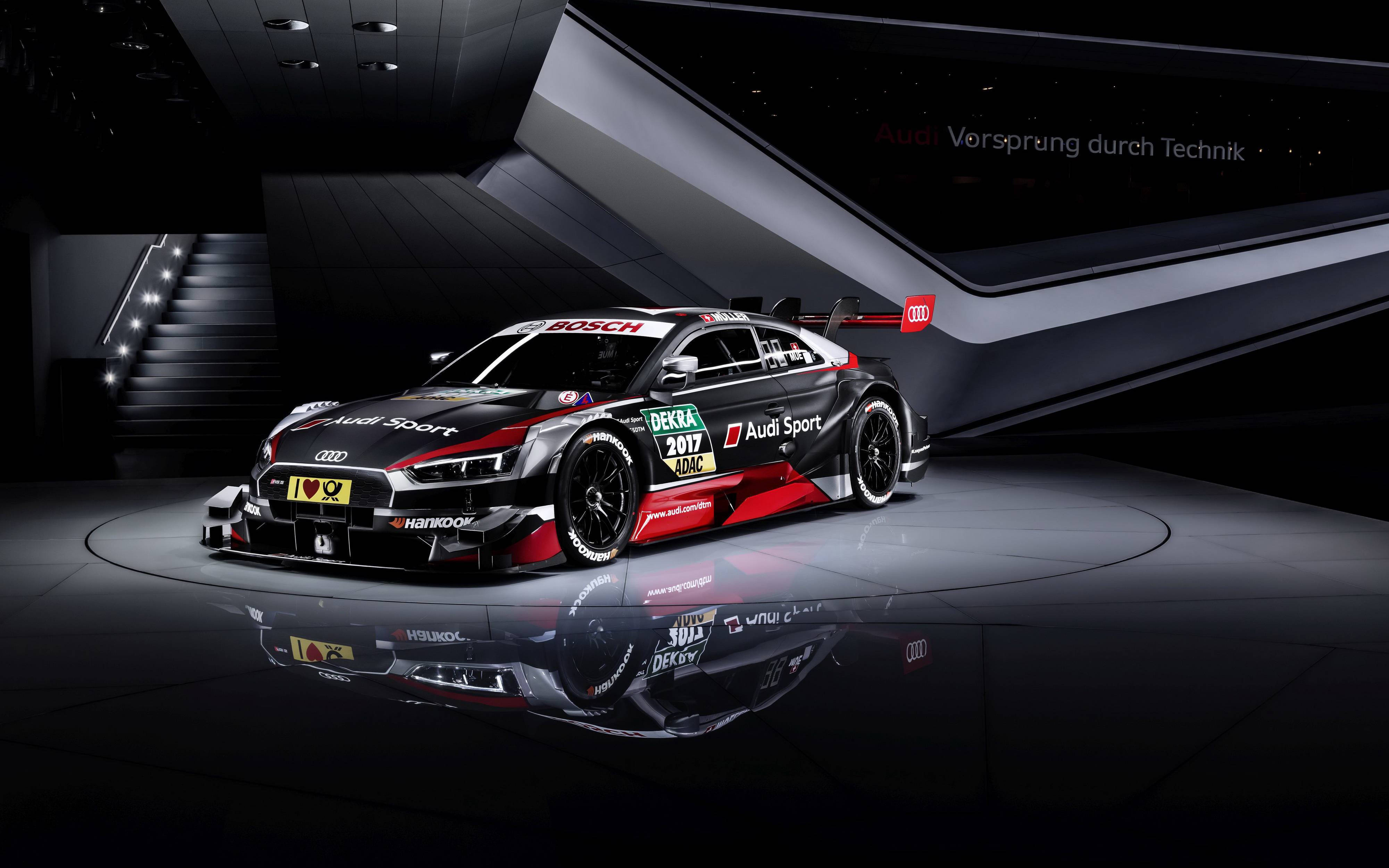 Audi RS5, turbo racecar, black and red, 4K Desktop Wallpaper